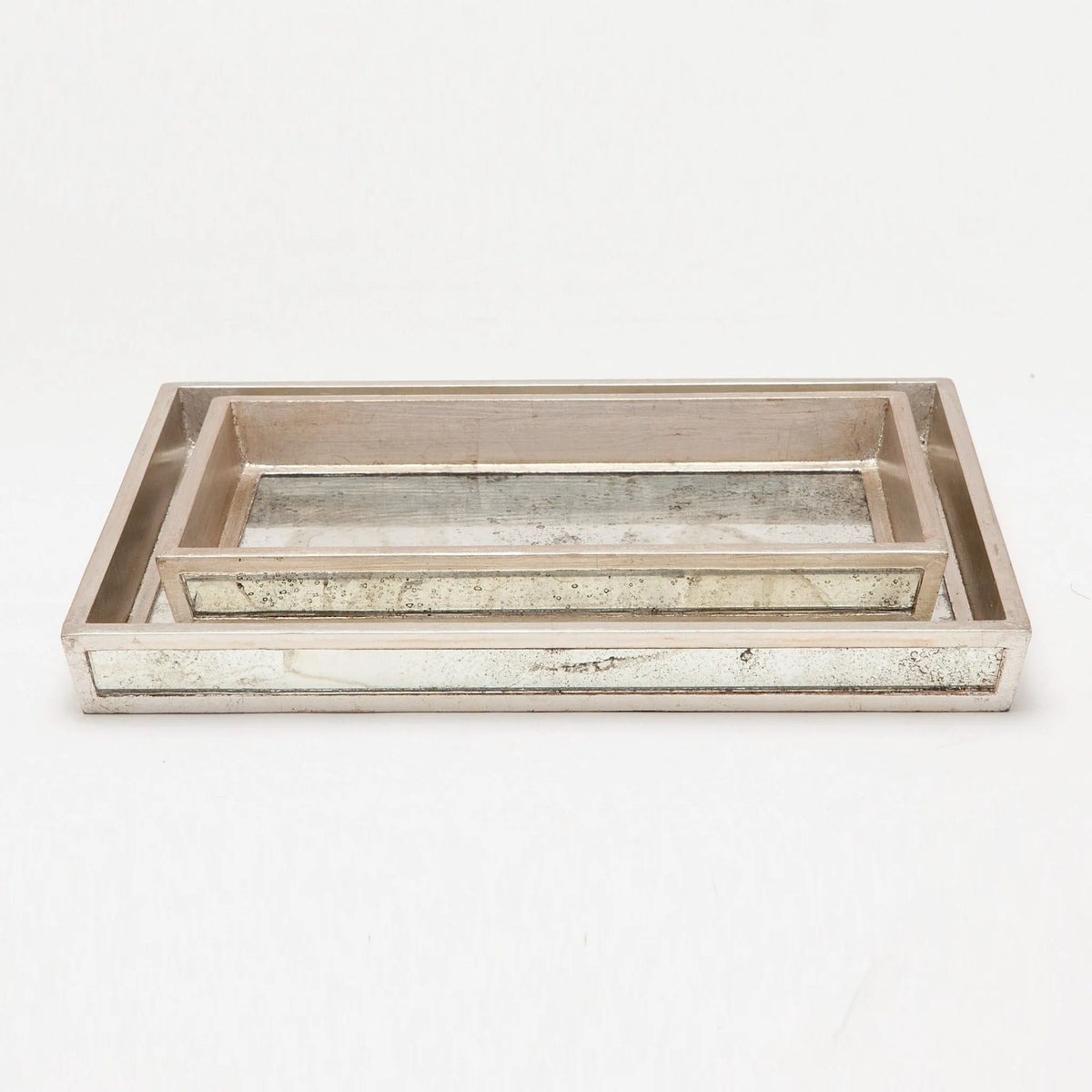 Pigeon and Poodle - PP000292 - Atwater Trays - Atwater - Silver Leaf Antique Mirror