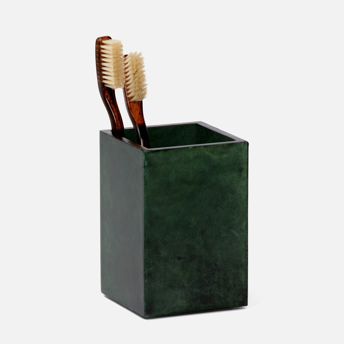 Pigeon and Poodle - PP000394 - Carlow Brush Holder - Carlow - Emerald Gloss Vellum Leather