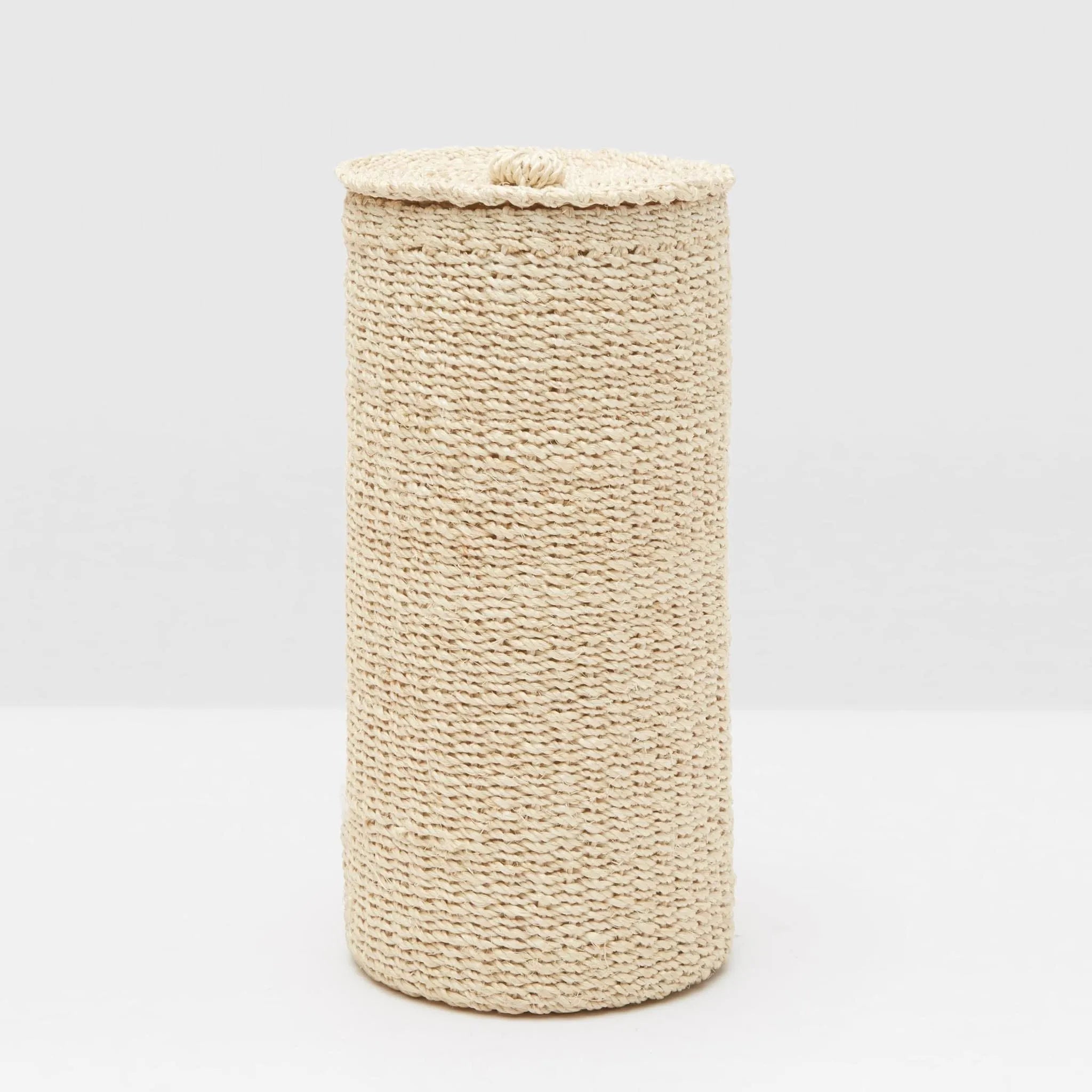 Pigeon and Poodle - PP000427 - Chelston Double Round Toilet Paper Holder - Chelston - Bleached Natural Abaca Fiber