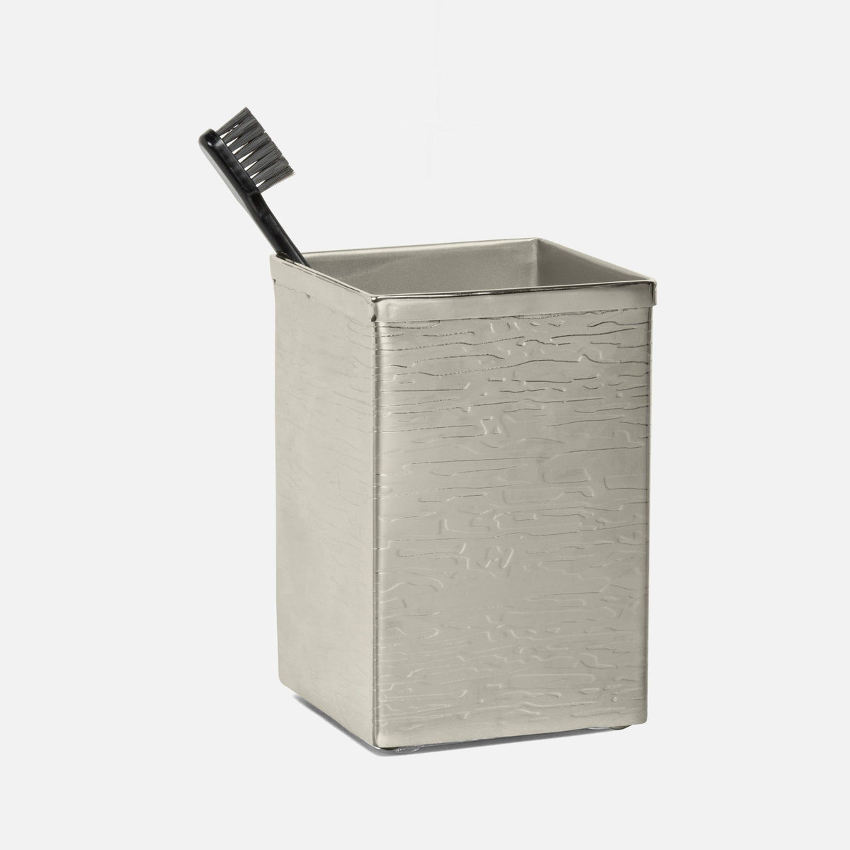 Pigeon and Poodle - PP003963 - Elgin Brush Holder - Elgin - Shiny Nickel Wavy Etched Stainless Steel