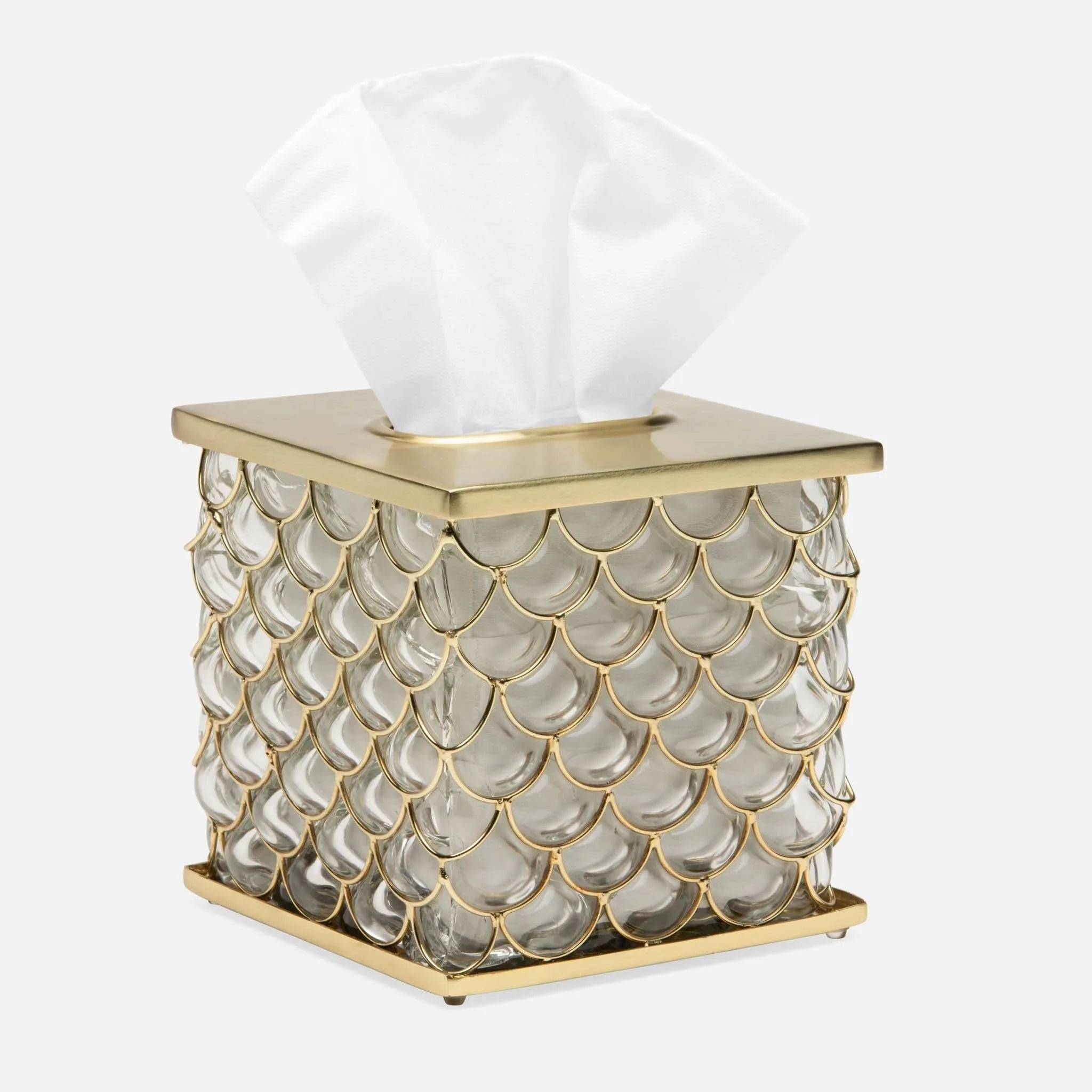 Pigeon and Poodle - PP004463 - Gila Tissue Box - Gila - Clear Glass/Brushed Gold Brass