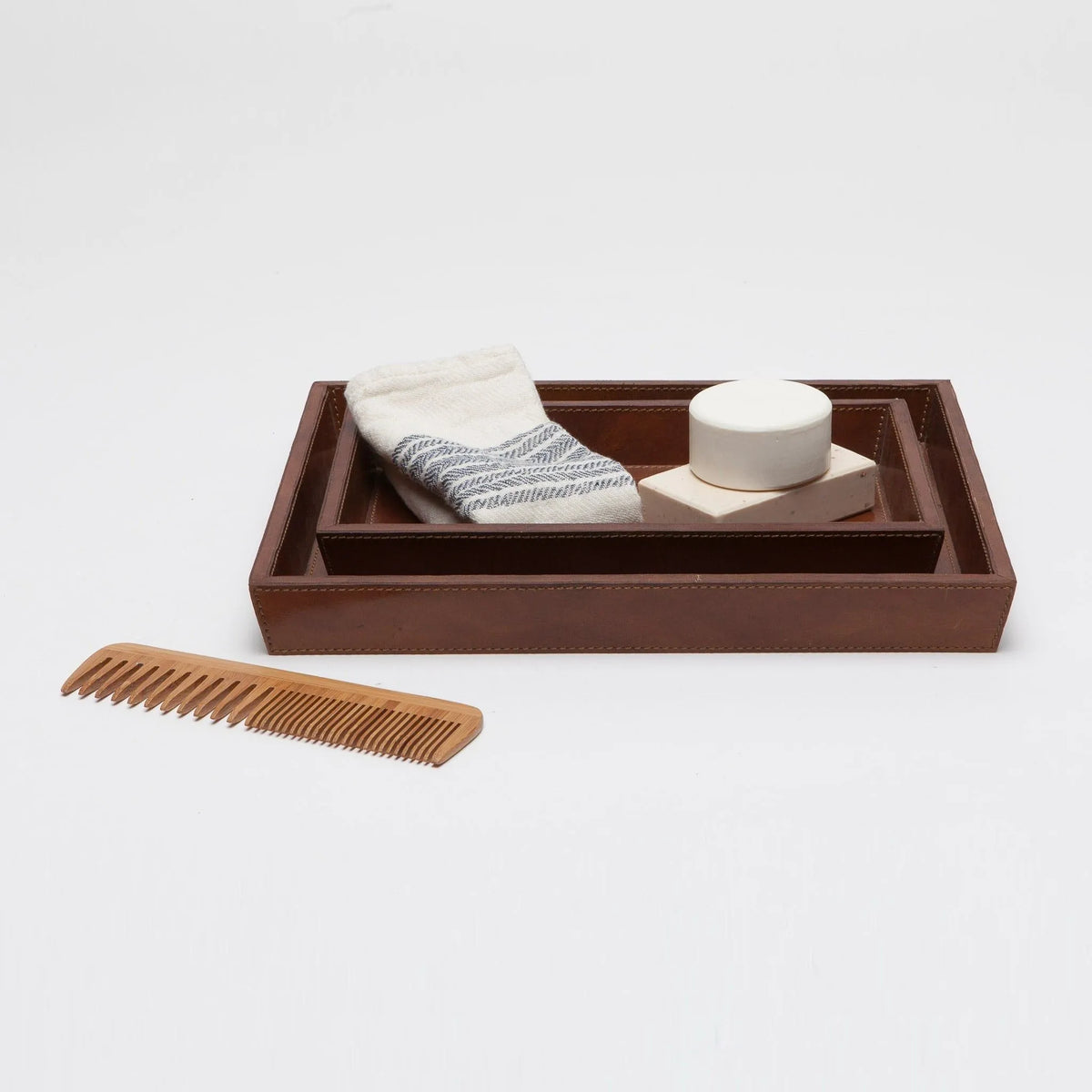 Pigeon and Poodle - PP000658 - Hampton Trays - Hampton - Storm Full-Grain Leather