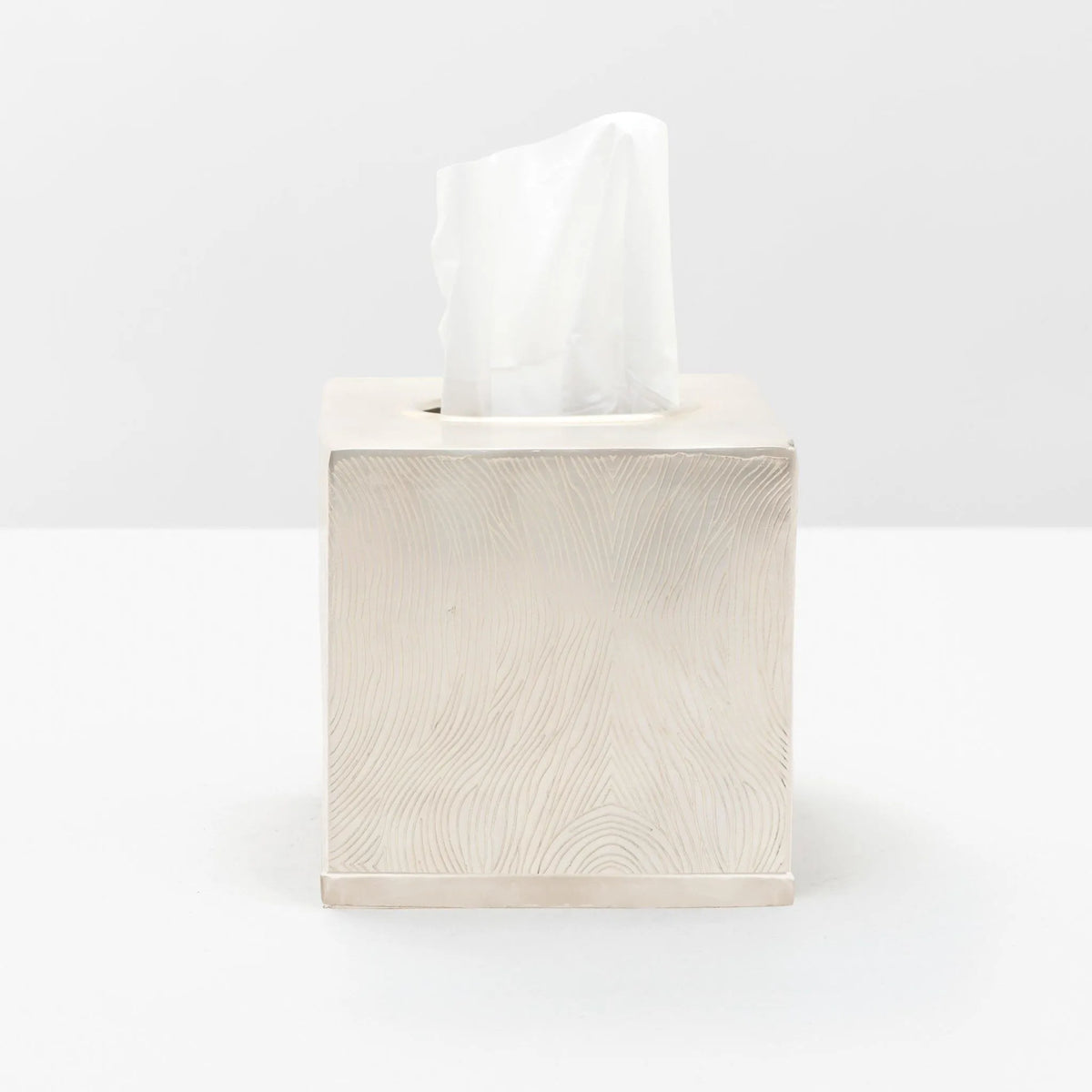 Pigeon and Poodle - PP000735 - Humbolt Tissue Box - Humbolt - Matte Silver Ridged Metal