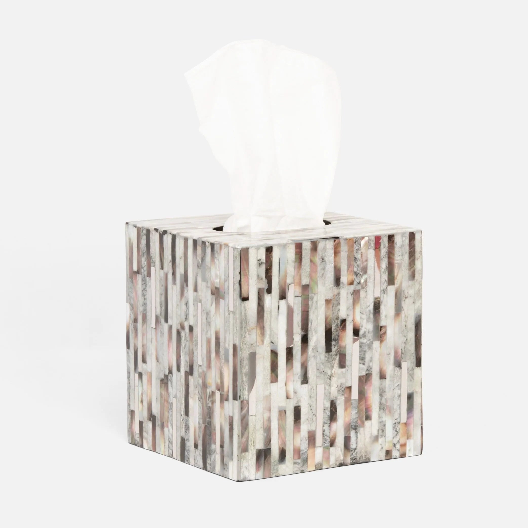 Pigeon and Poodle - PP003975 - Luzia Tissue Box - Luzia - Silver Mix Romblon Stone/Shell