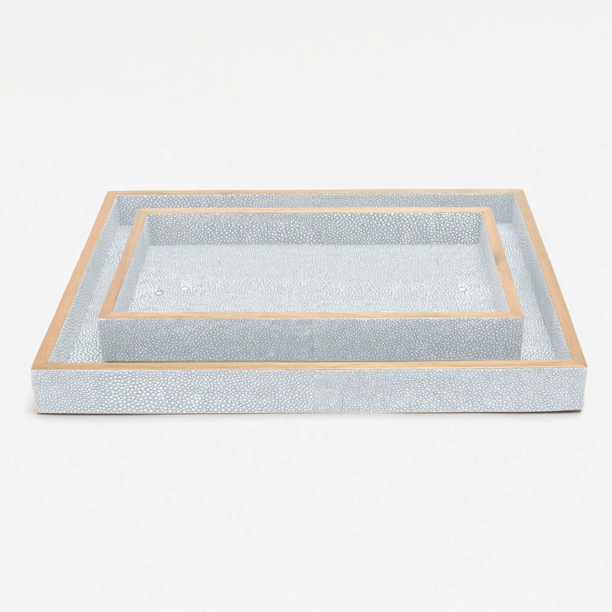 Pigeon and Poodle - PP000946 - Manchester Tray Set - Manchester - Cloud Gray Realistic Faux Shagreen