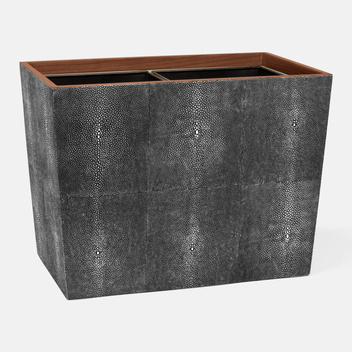 Pigeon and Poodle - PP000964 - Manchester Double Wastebasket - Manchester - Cool Gray Realistic Faux Shagreen