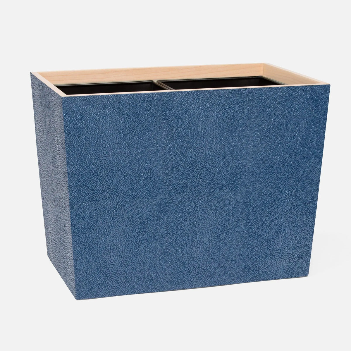 Pigeon and Poodle - PP001009 - Manchester Double Wastebasket - Manchester - Navy Realistic Faux Shagreen