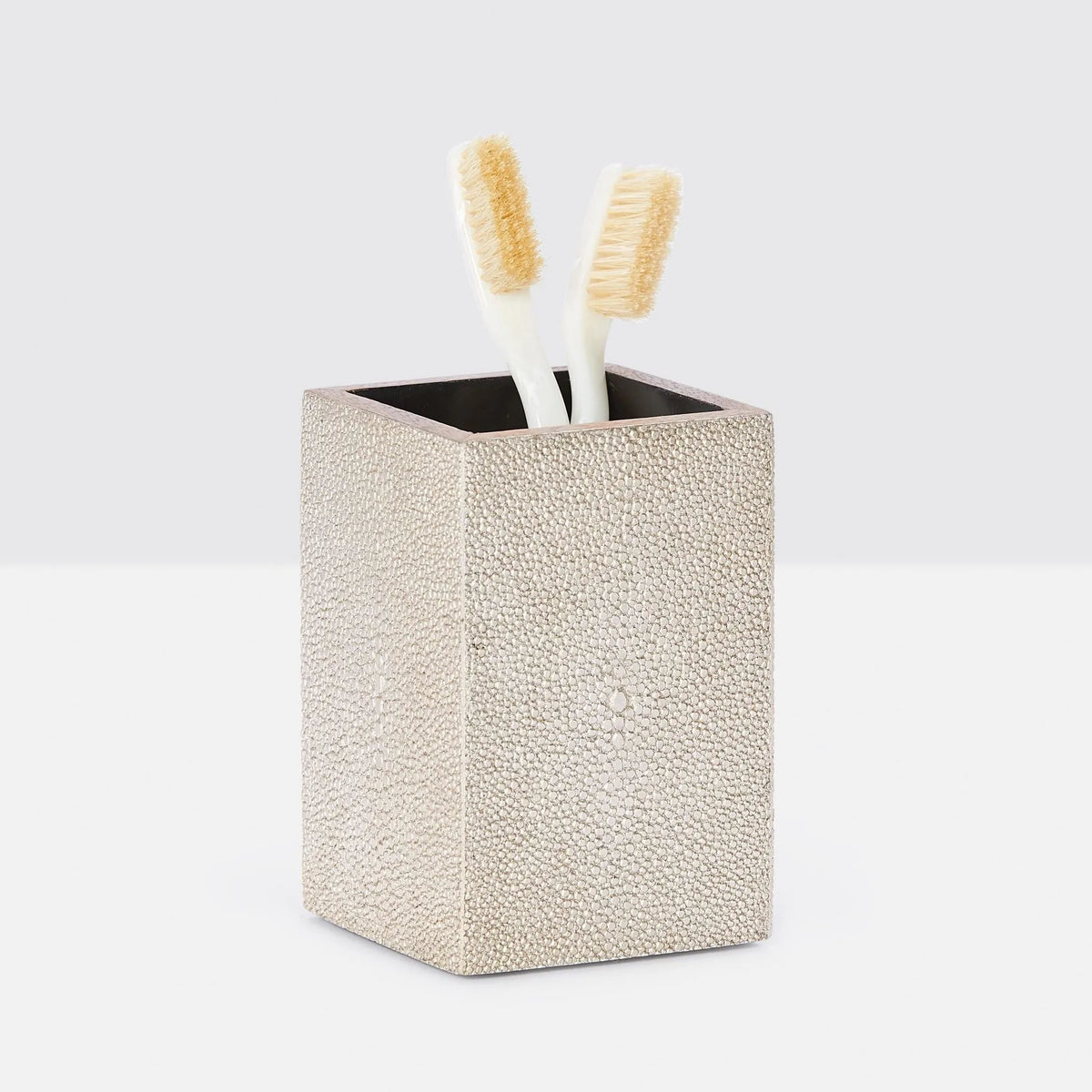 Pigeon and Poodle - PP001039 - Manchester Brush Holder - Manchester - Snow Realistic Faux Shagreen