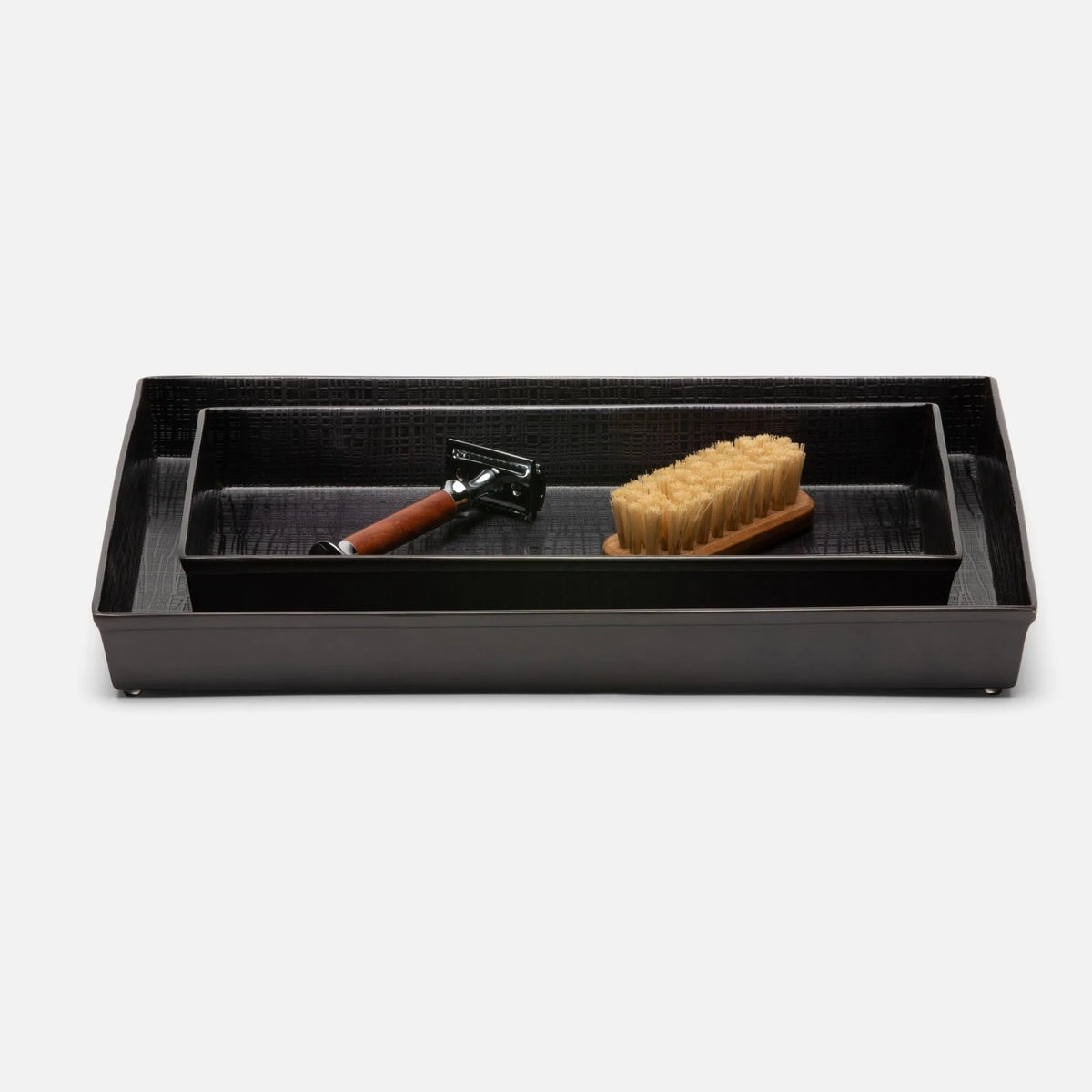 Pigeon and Poodle - PP004220 - Remy Tray Set - Remy - Antique Dark Nickel Textured Stainless Steel