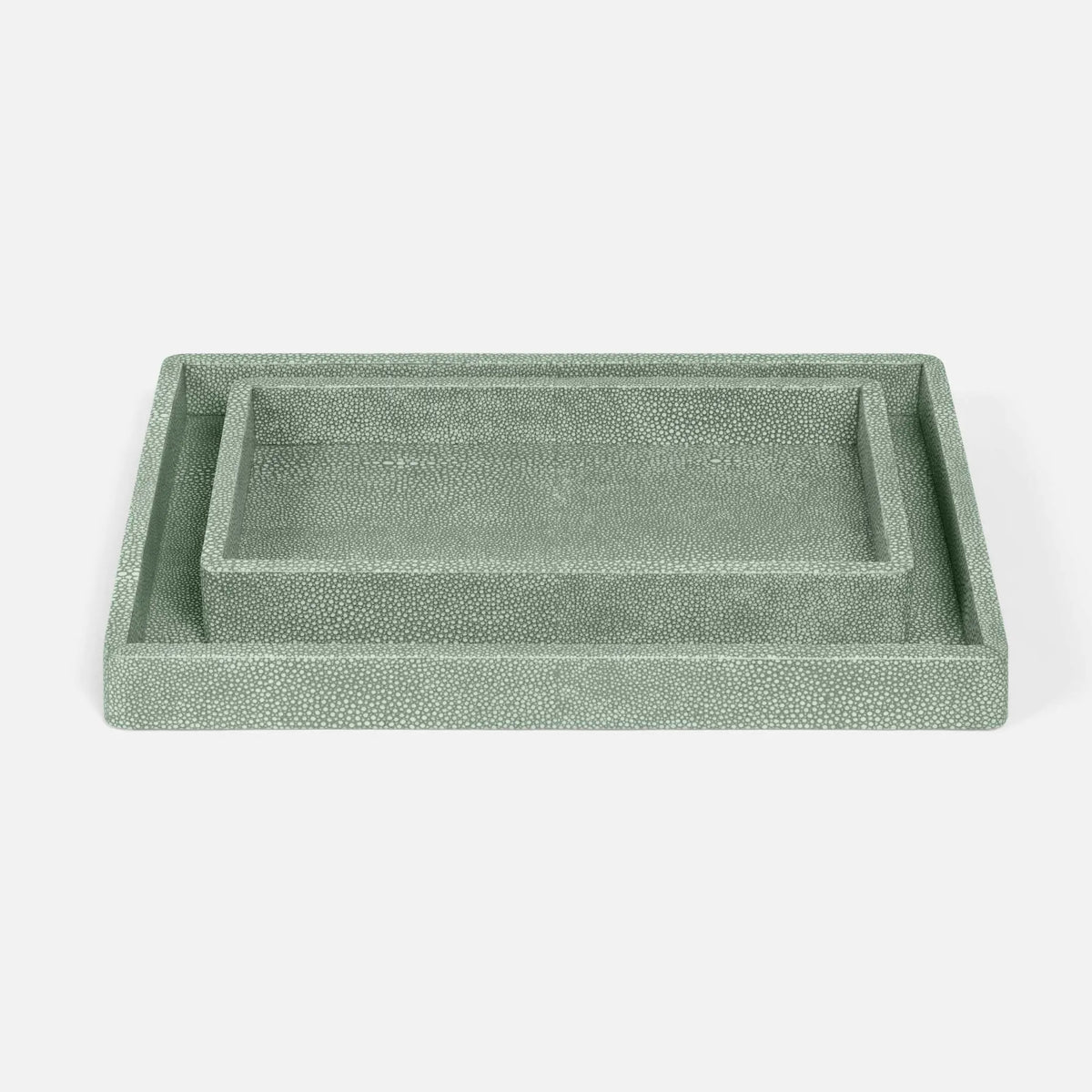 Pigeon and Poodle - PP001464 - Tenby Tray Set - Tenby - Sage Realistic Faux Shagreen