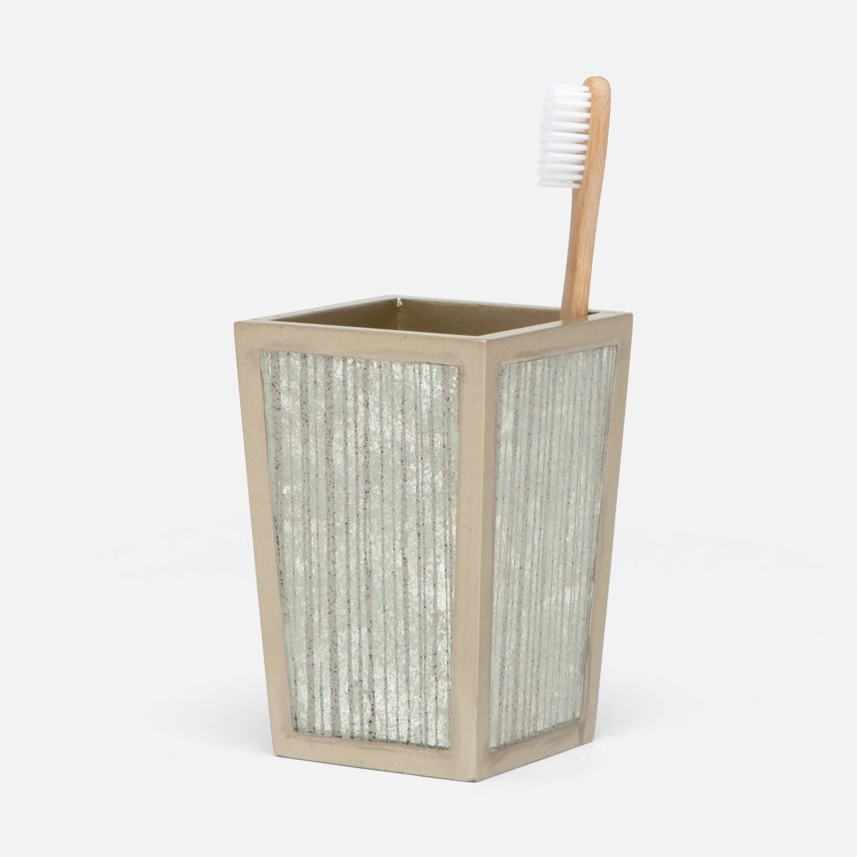 Pigeon and Poodle - PP001586 - Waterford Brush Holder - Waterford - Gray Strips Painted Mirror