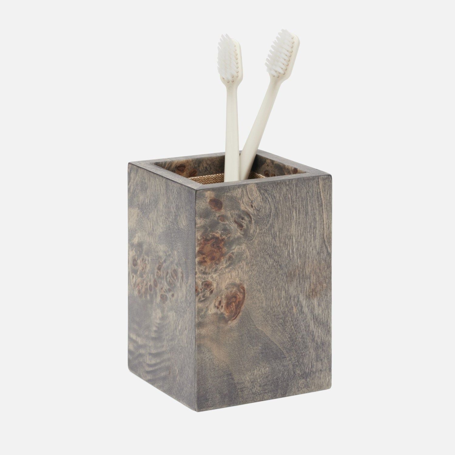 Pigeon and Poodle - PP006955 - Bern Brush Holder - Bern - Ash Gray Mappa Burl