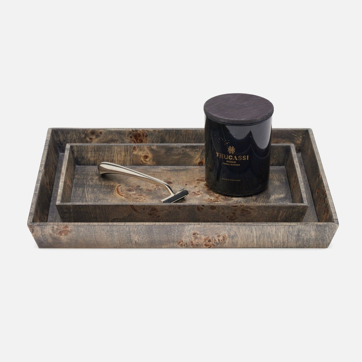 Pigeon and Poodle - PP006960 - Bern Tray Set - Bern - Ash Gray Mappa Burl