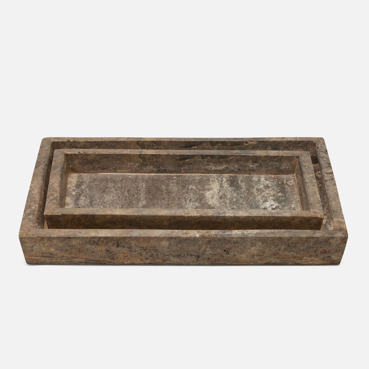 Pigeon and Poodle - PP006120 - Bowen Trays - Bowen - Gray Travertine/Resin