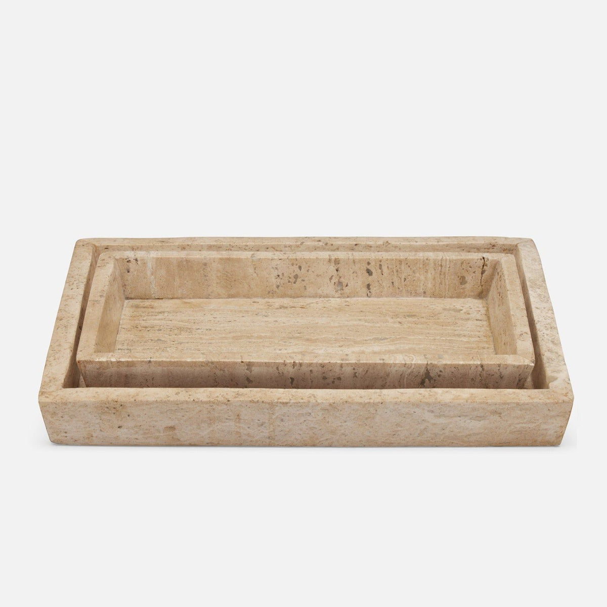 Pigeon and Poodle - PP006110 - Bowen Trays - Bowen - Natural Travertine/Resin