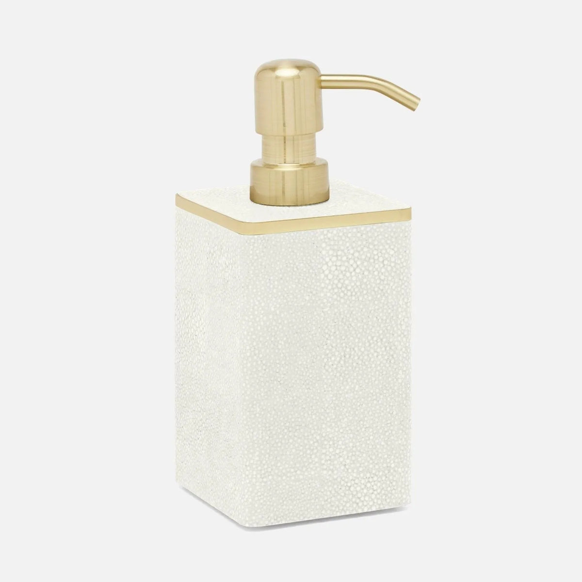 Pigeon and Poodle - PP005674 - Bradford Soap Pump - Bradford - Blanc Realistic Faux Shagreen/Gold Brass