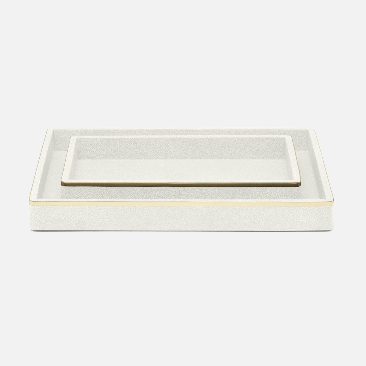 Pigeon and Poodle - PP005676 - Bradford Trays - Bradford - Blanc Realistic Faux Shagreen/Gold Brass