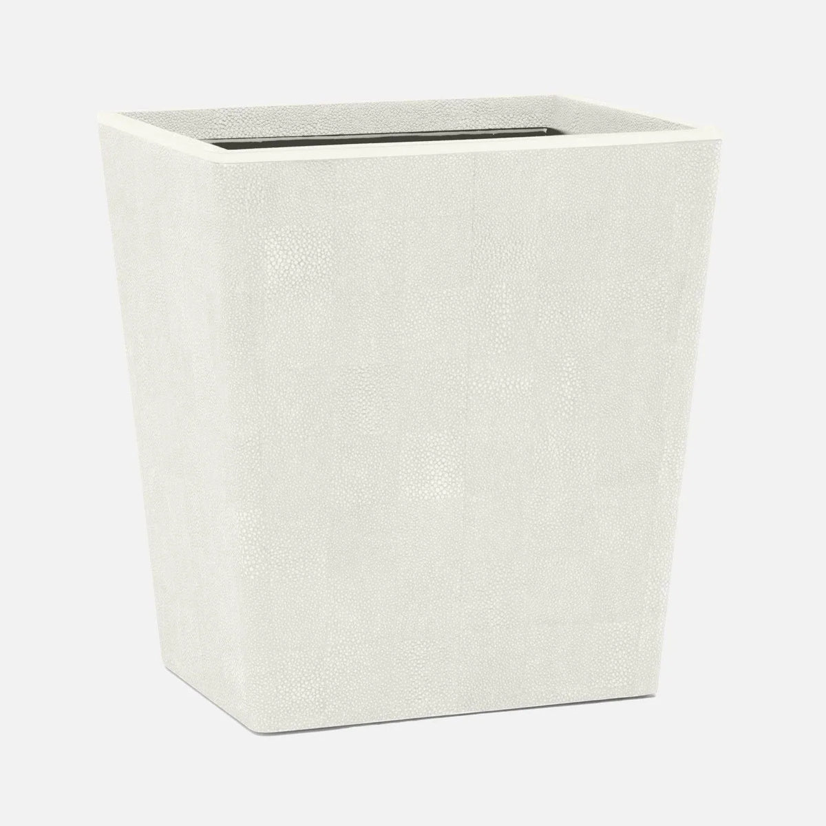 Pigeon and Poodle - PP005677 - Bradford Wastebasket - Bradford - Blanc Realistic Faux Shagreen/Gold Brass