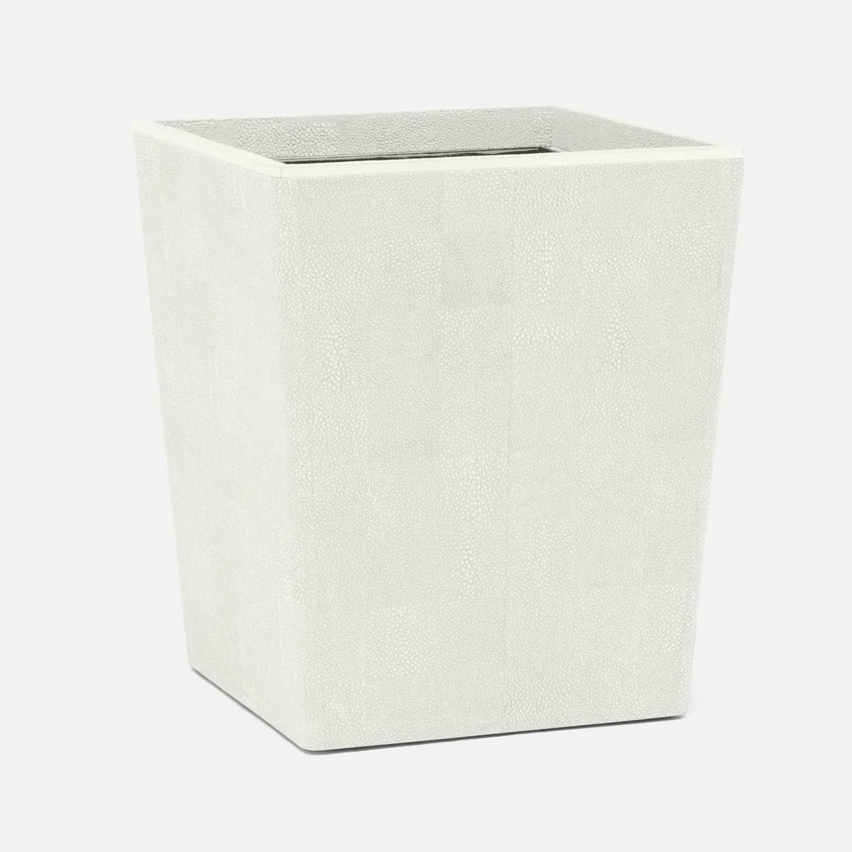 Pigeon and Poodle - PP005678 - Bradford Wastebasket - Bradford - Blanc Realistic Faux Shagreen/Gold Brass