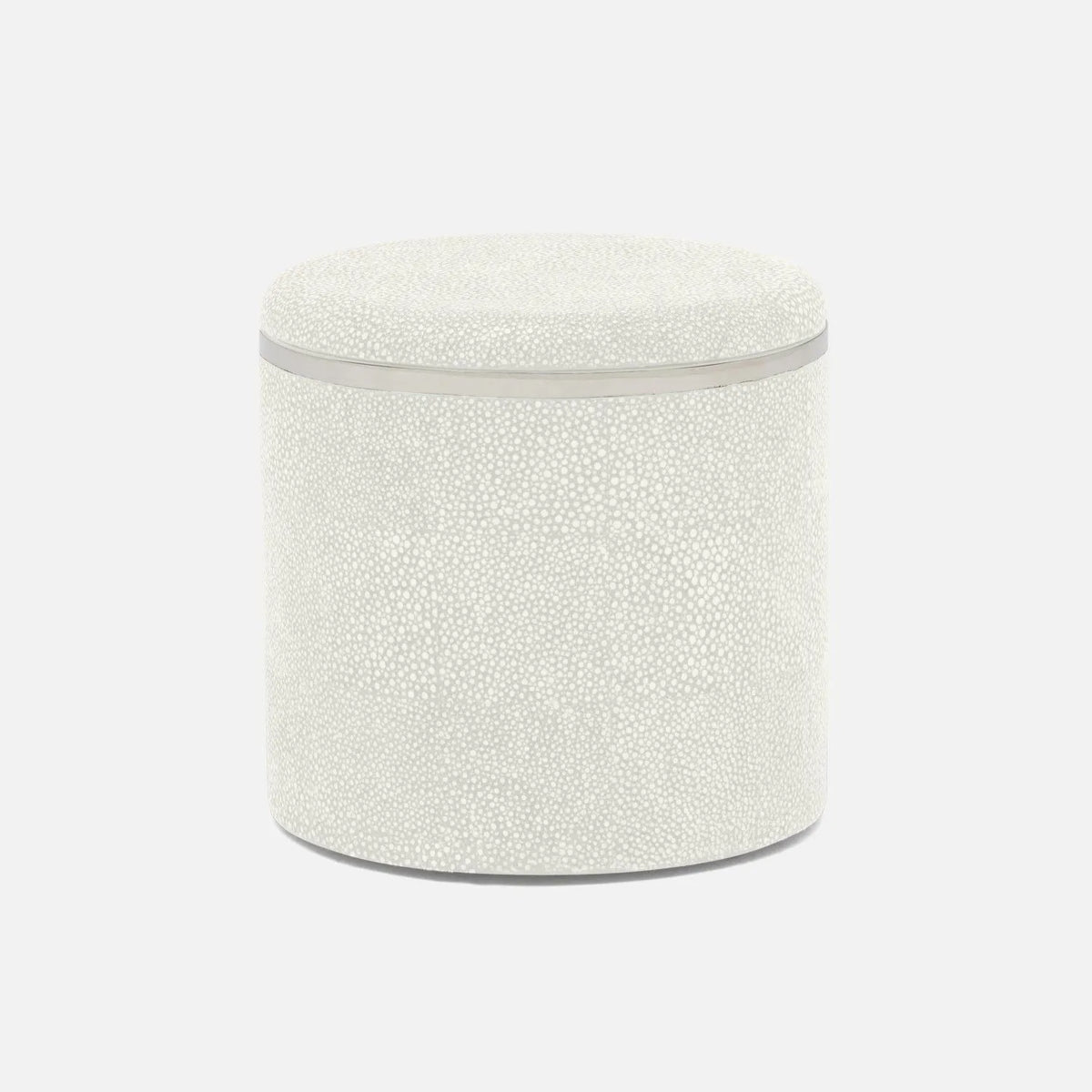 Pigeon and Poodle - PP005683 - Bradford Canister - Bradford - Blanc Realistic Faux Shagreen/Silver Stainless Steel