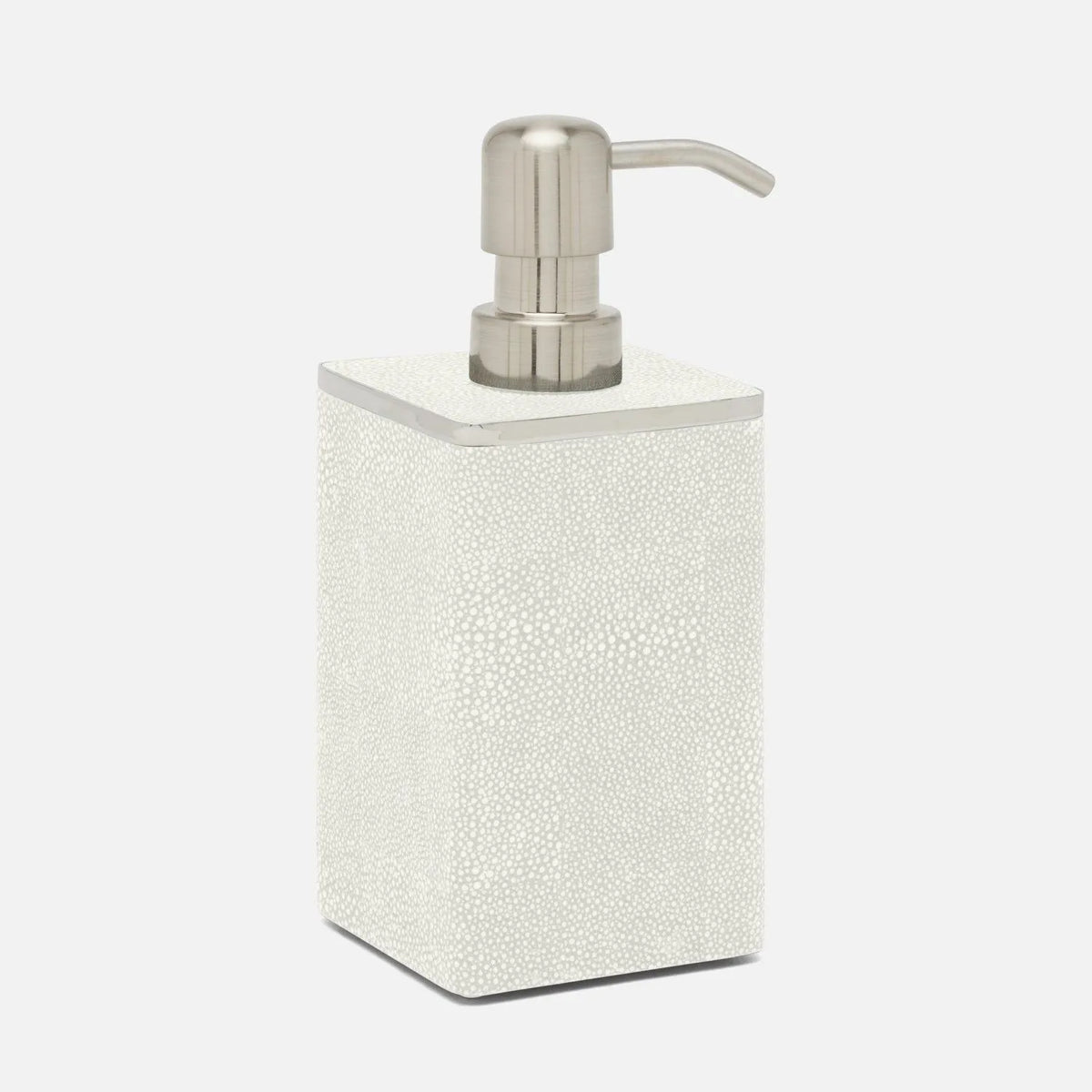 Pigeon and Poodle - PP005680 - Bradford Soap Pump - Bradford - Blanc Realistic Faux Shagreen/Silver Stainless Steel