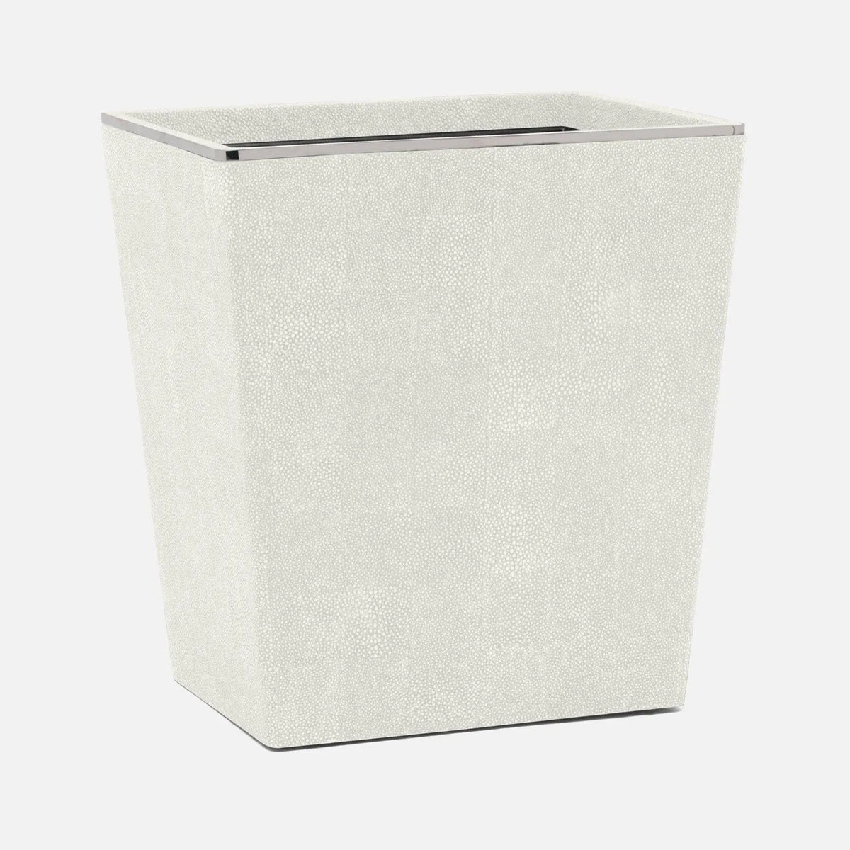 Pigeon and Poodle - PP005685 - Bradford Wastebasket - Bradford - Blanc Realistic Faux Shagreen/Silver Stainless Steel