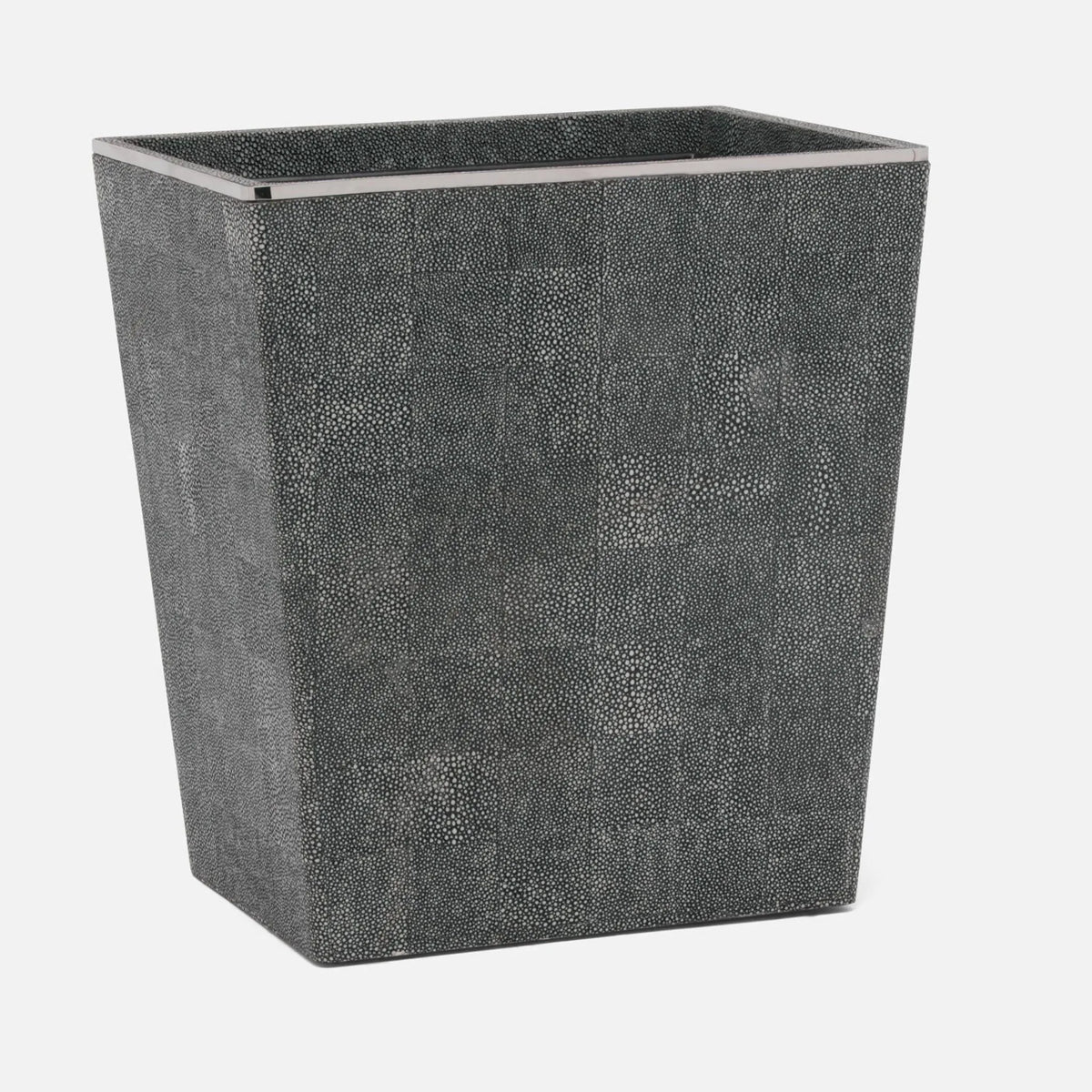 Pigeon and Poodle - PP005655 - Bradford Wastebasket - Bradford - Cool Gray Realistic Faux Shagreen/Silver Stainless Steel