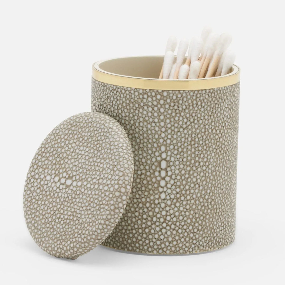 Pigeon and Poodle - PP005724 - Bradford Canister - Bradford - Sand Realistic Faux Shagreen/Gold Brass