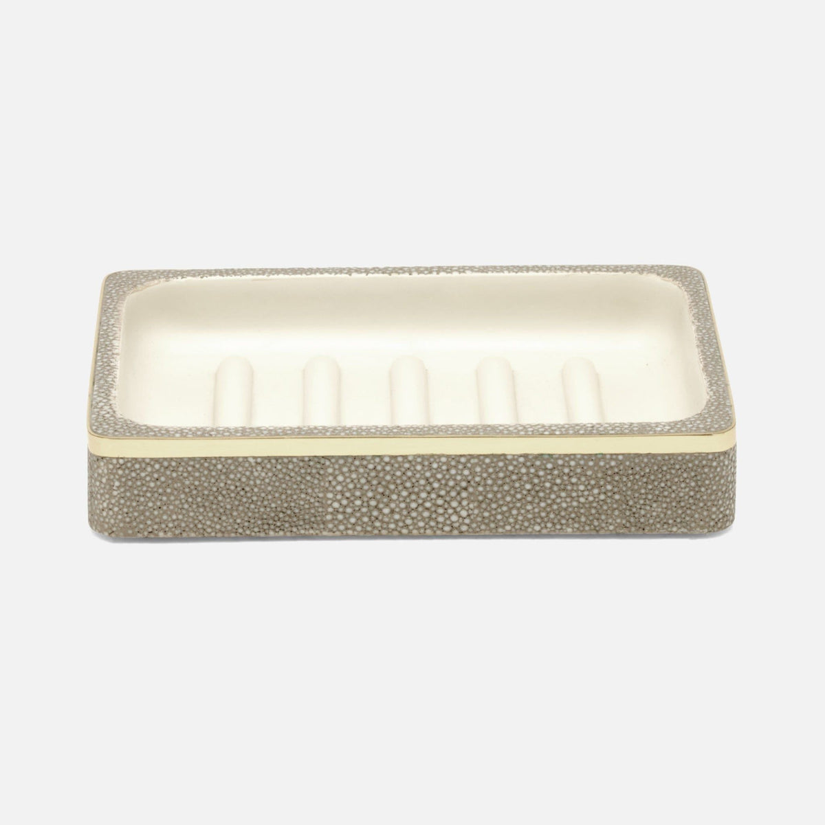 Pigeon and Poodle - PP005666 - Bradford Soap Dish - Bradford - Sand Realistic Faux Shagreen/Gold Brass