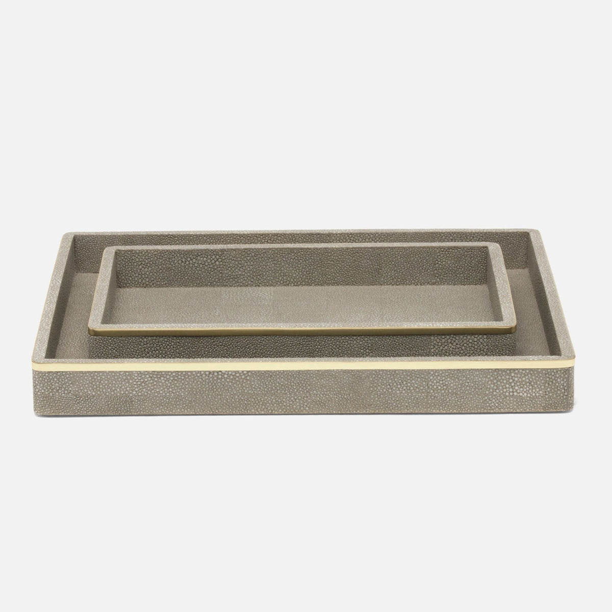 Pigeon and Poodle - PP005682 - Bradford Trays - Bradford - Blanc Realistic Faux Shagreen/Silver Stainless Steel