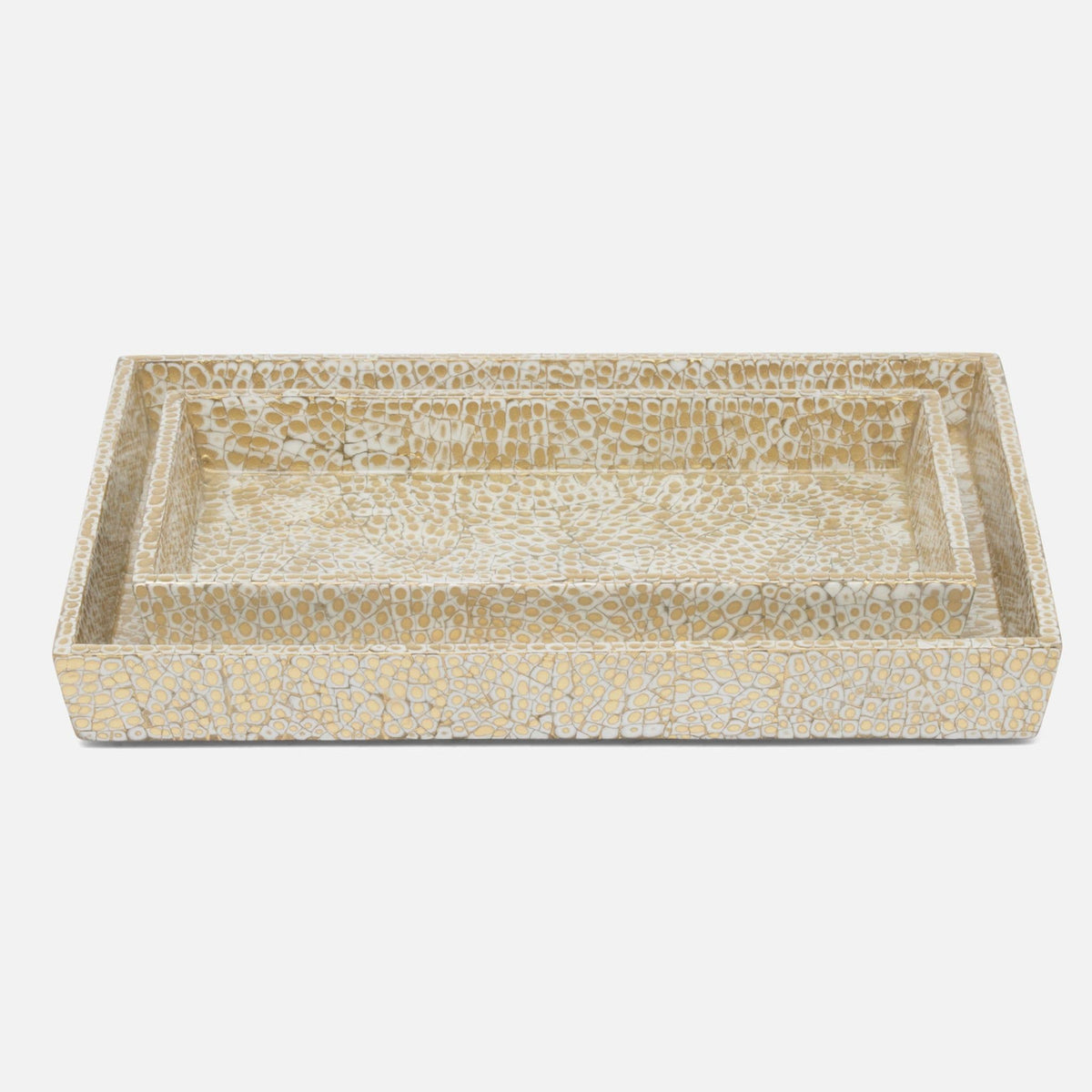 Pigeon and Poodle - PP005546 - Callas Trays - Callas - Gold/White Lacquered Eggshell