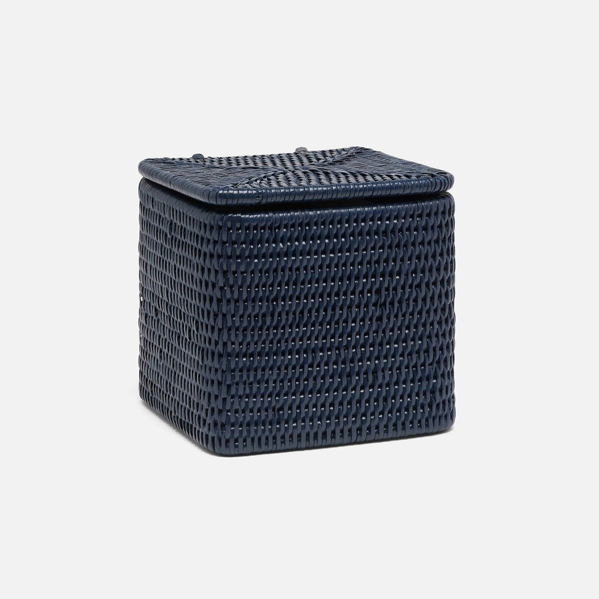 Pigeon and Poodle - PP007442 - Camden Single Toilet Paper Holder - Camden - Midnight Blue Woven Rattan