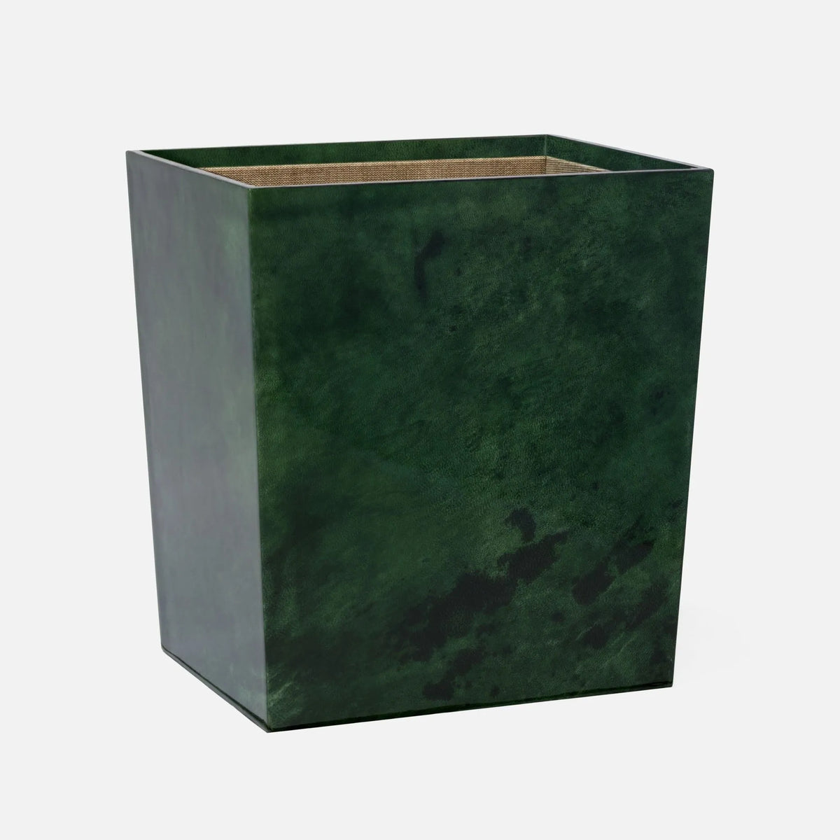 Pigeon and Poodle - PP000400 - Carlow Wastebasket - Carlow - Emerald Gloss Vellum Leather