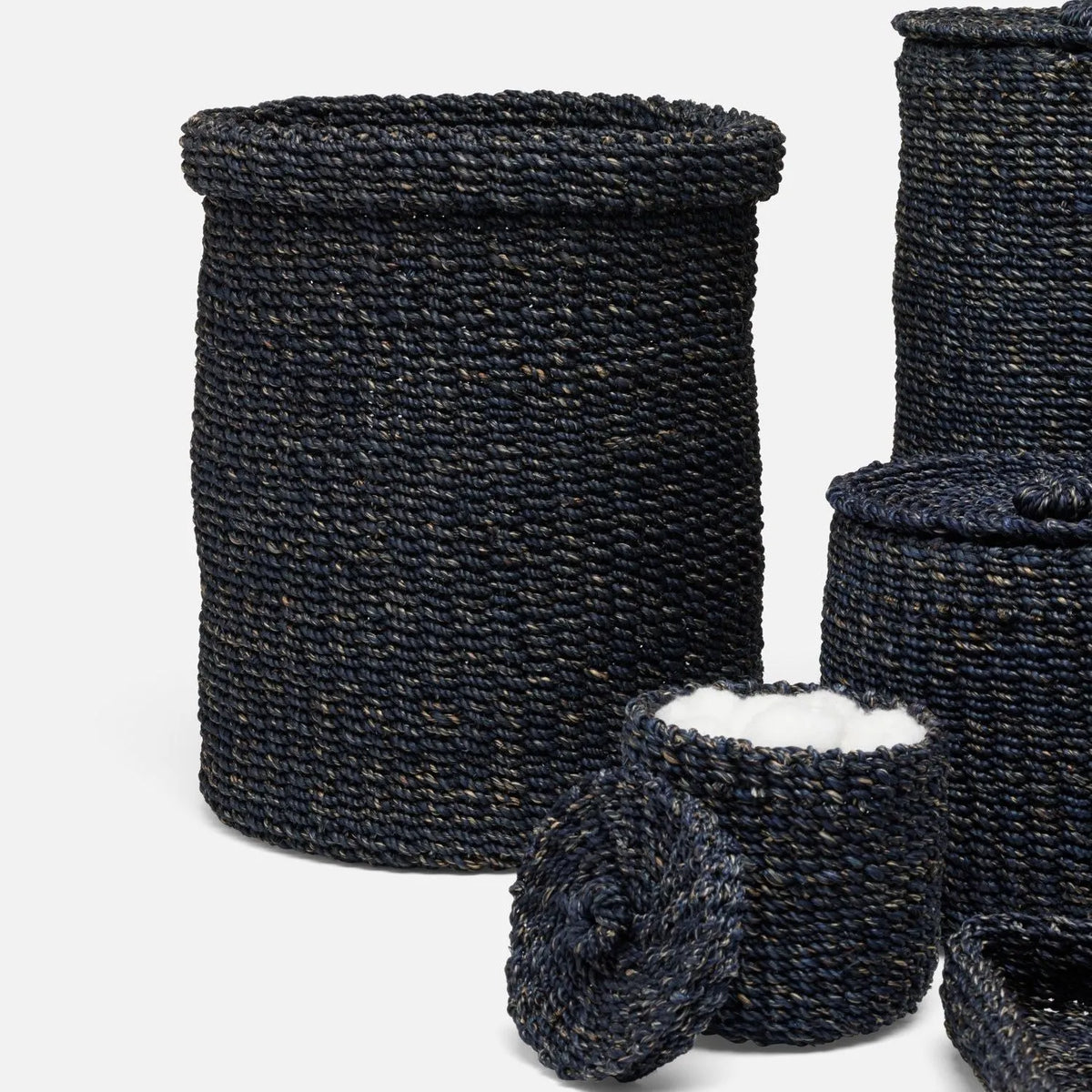 Pigeon and Poodle - PP000441 - Chelston Wastebasket - Chelston - Indigo Blue Abaca Fiber