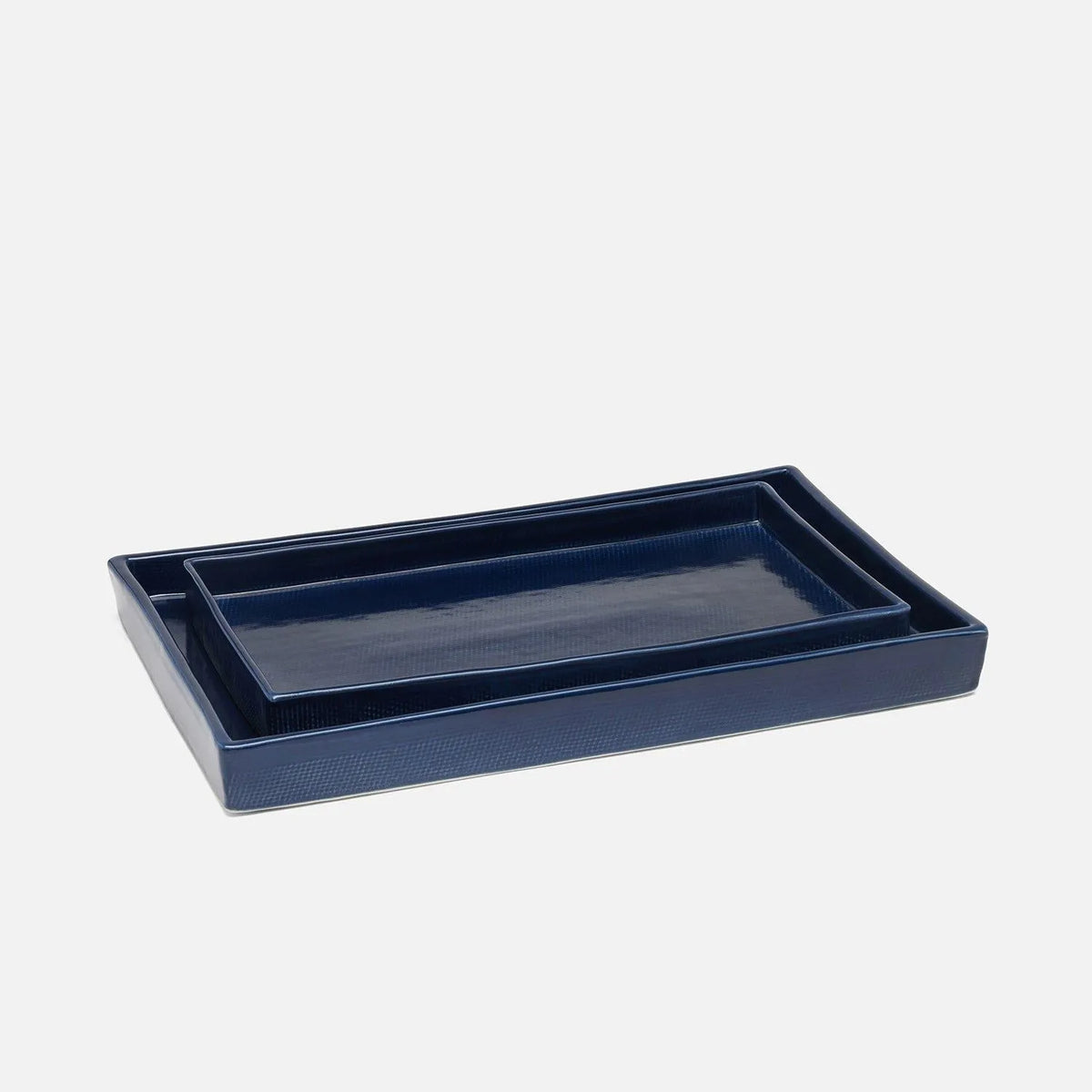 Pigeon and Poodle - PP007373 - Cordoba Trays - Cordoba - Navy Burlap Ceramic