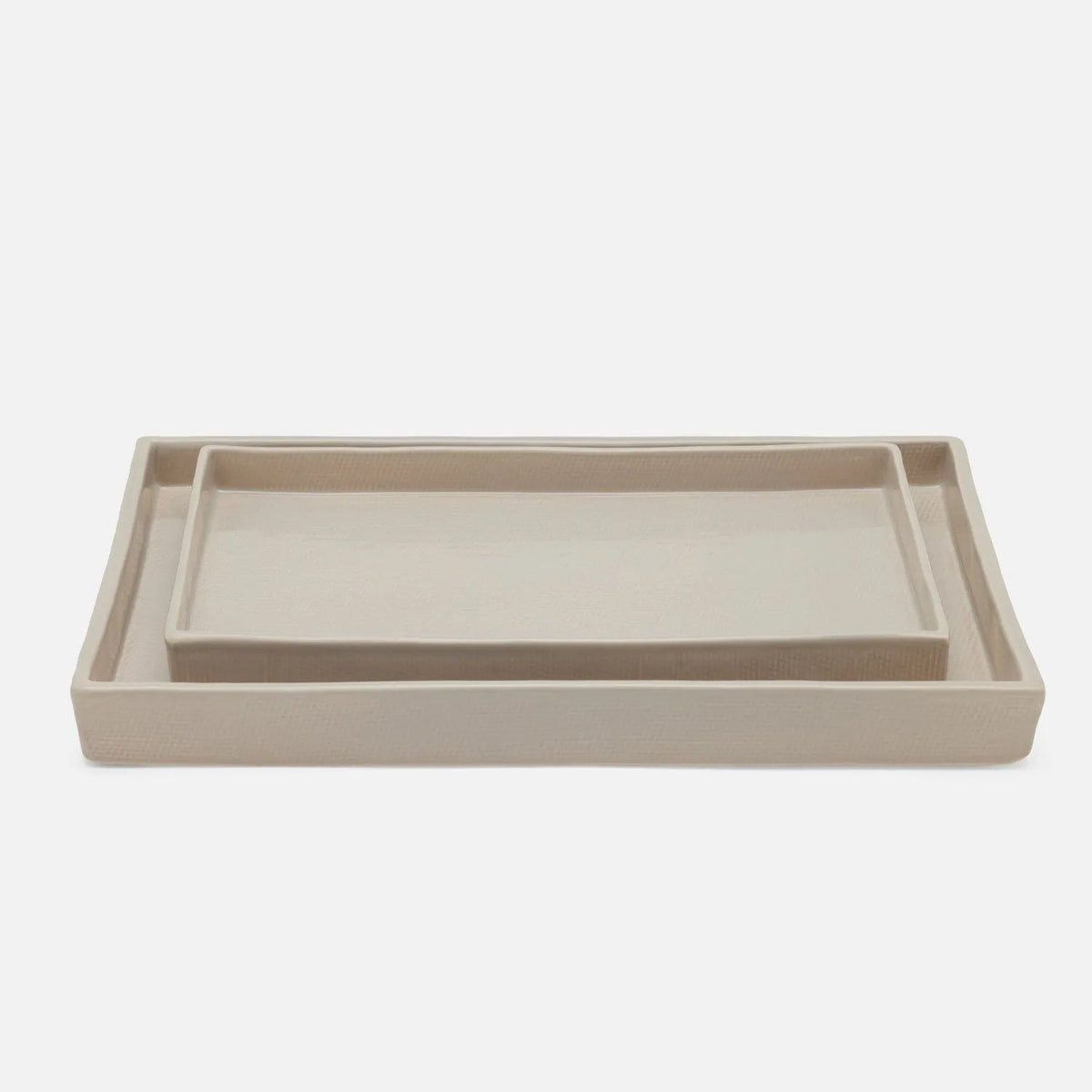 Pigeon and Poodle - PP006365 - Cordoba Trays - Cordoba - Sand Burlap Ceramic