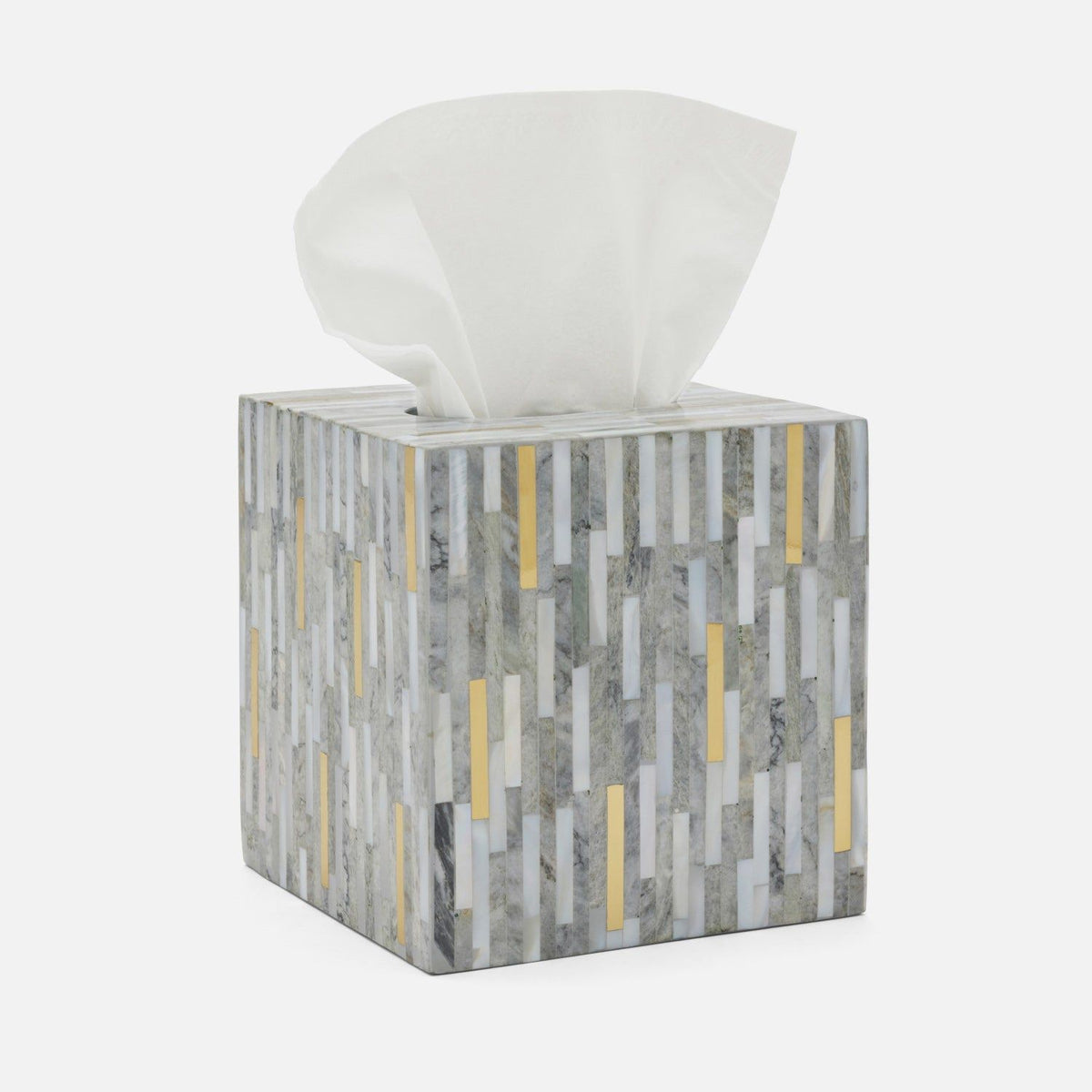 Pigeon and Poodle - PP000472 - Cortona Tissue Box - Cortona - Brass Mix Shell/Metal Mix