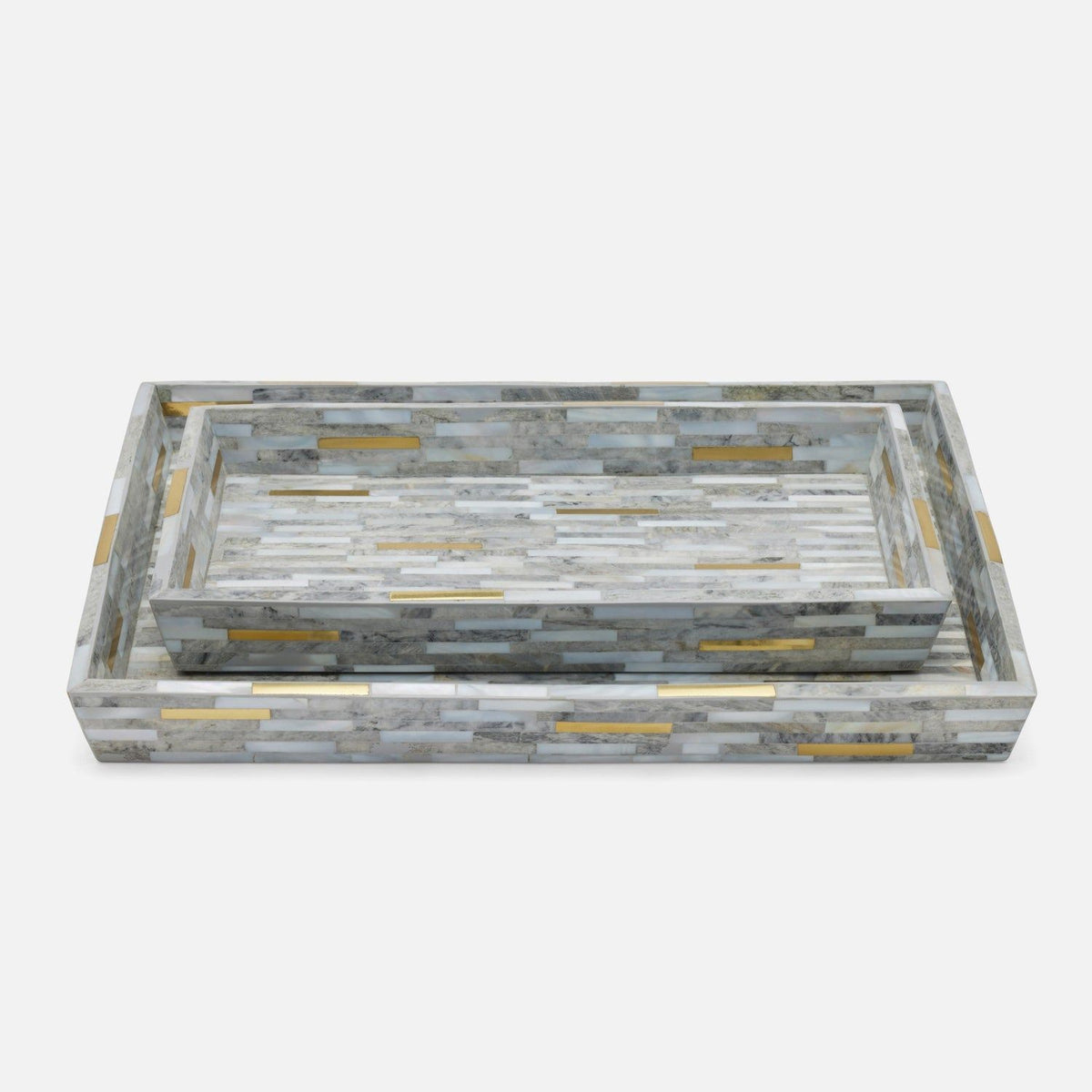 Pigeon and Poodle - PP006314 - Cortona Trays - Cortona - Gray Shell/Brass Brass Mix