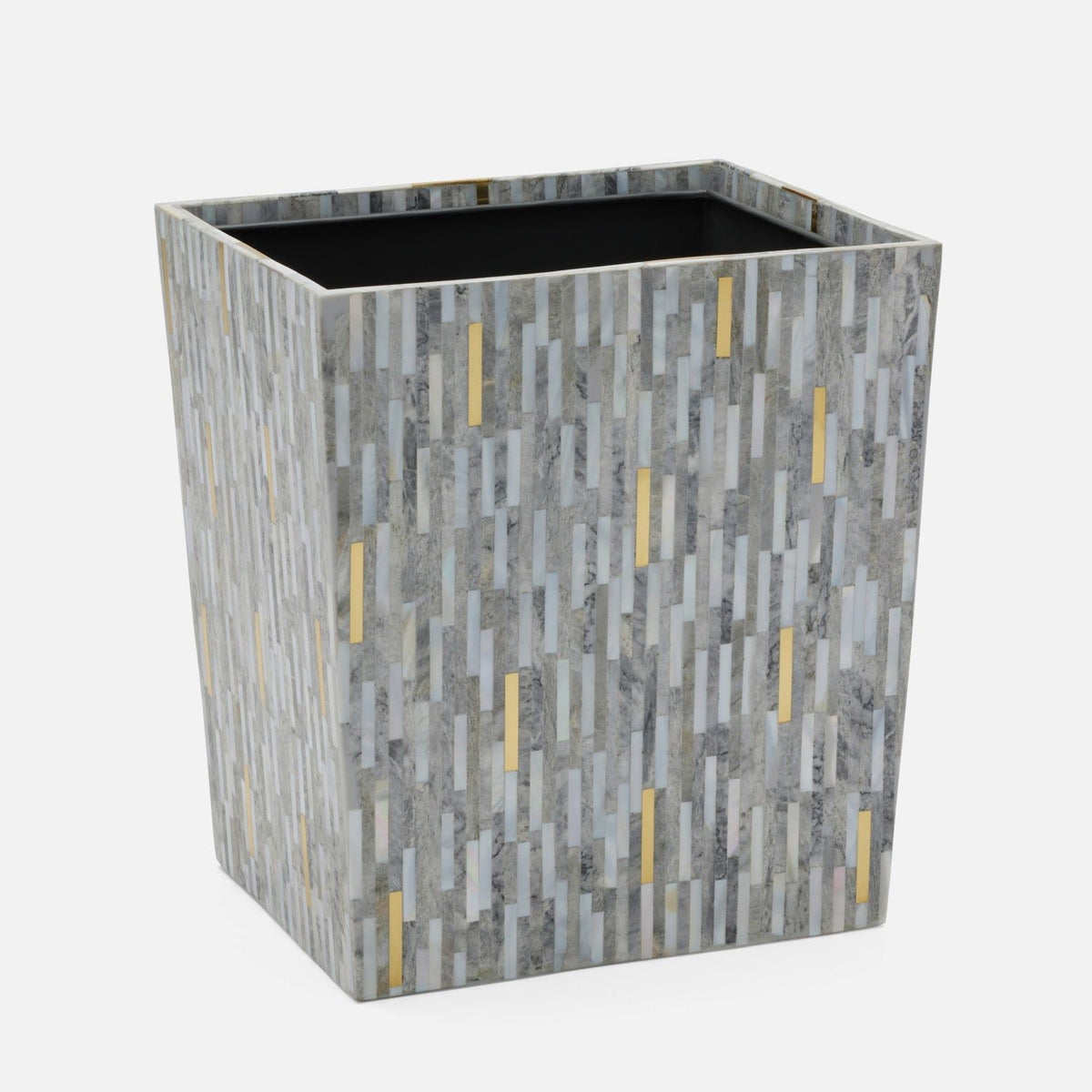 Pigeon and Poodle - PP006331 - Cortona Wastebasket - Cortona - Gray Shell/Brass Brass Mix