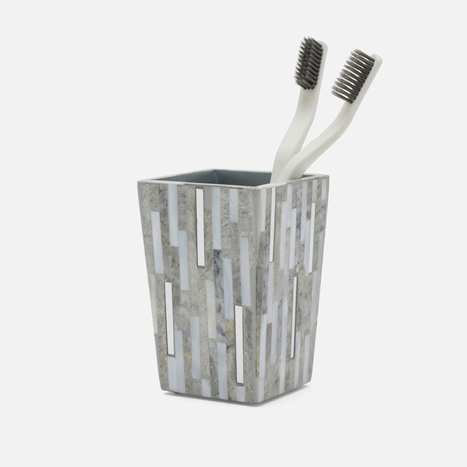 Pigeon and Poodle - PP006317 - Cortona Brush Holder - Cortona - Gray Shell/Silver Silver Mix