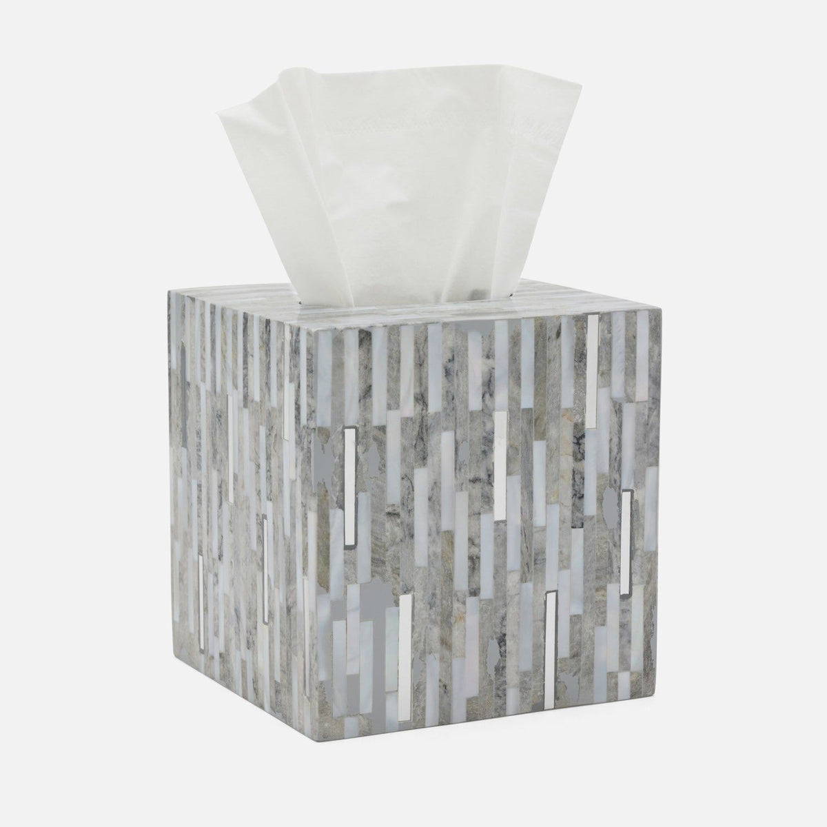 Pigeon and Poodle - PP006319 - Cortona Tissue Box - Cortona - Gray Shell/Silver Silver Mix