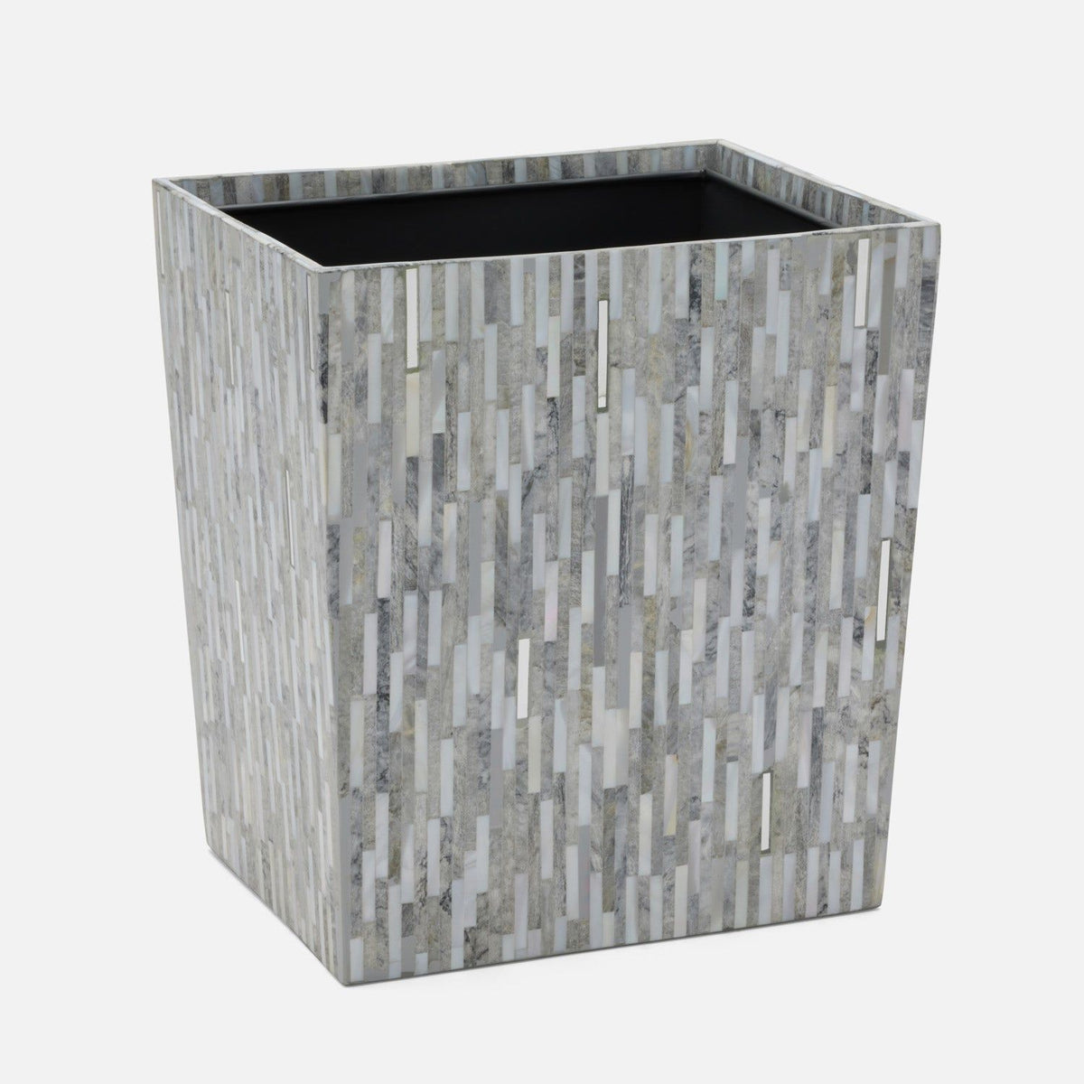 Pigeon and Poodle - PP006330 - Cortona Wastebasket - Cortona - Gray Shell/Silver Silver Mix