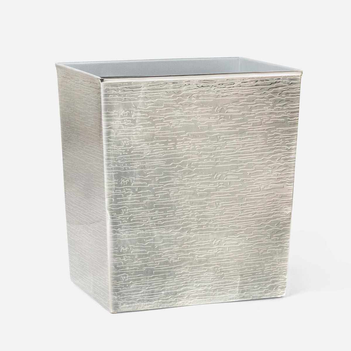 Pigeon and Poodle - PP003969 - Elgin Wastebasket - Elgin - Shiny Nickel Wavy Etched Stainless Steel