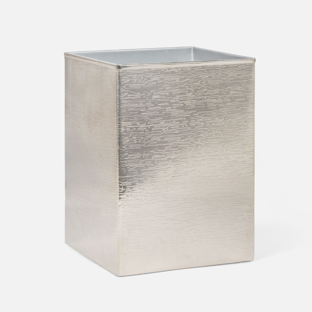 Pigeon and Poodle - PP003970 - Elgin Wastebasket - Elgin - Shiny Nickel Wavy Etched Stainless Steel