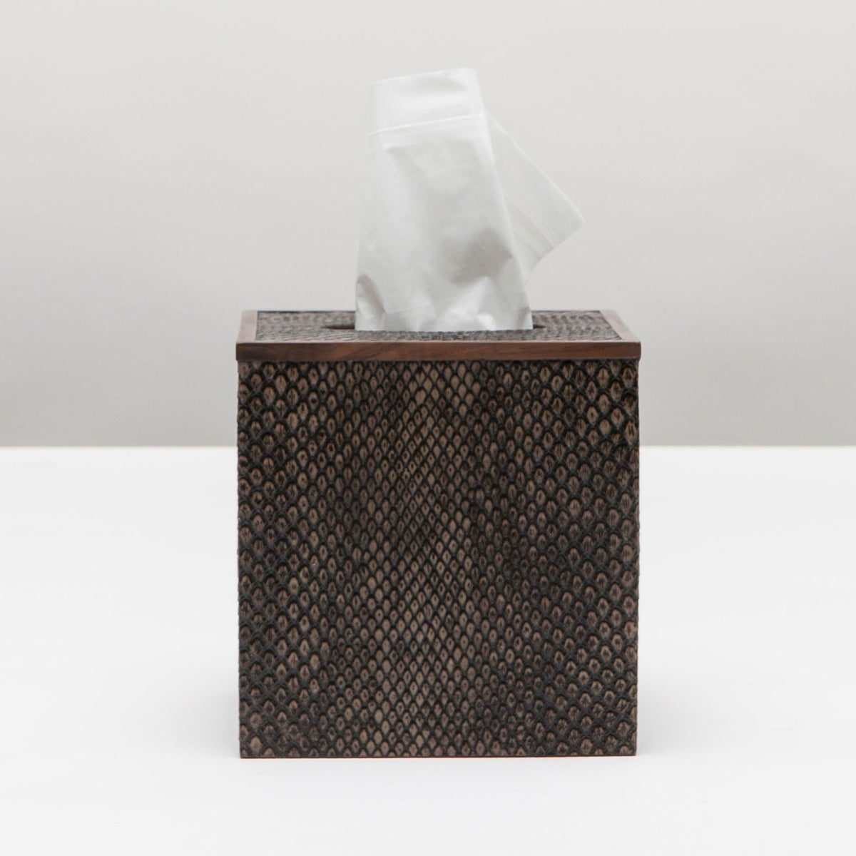 Pigeon and Poodle - PP000633 - Goa Tissue Box - Goa - Dark Mushroom Faux Boa