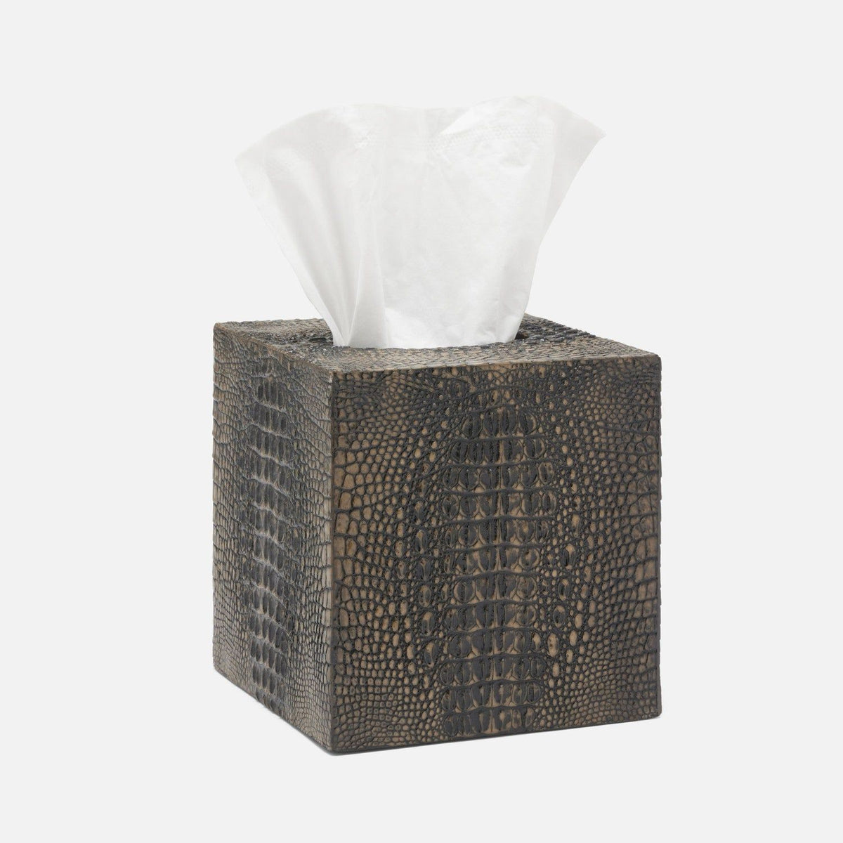 Pigeon and Poodle - PP000697 - Hawen Tissue Box - Hawen - Black Faux Baby Crocodile