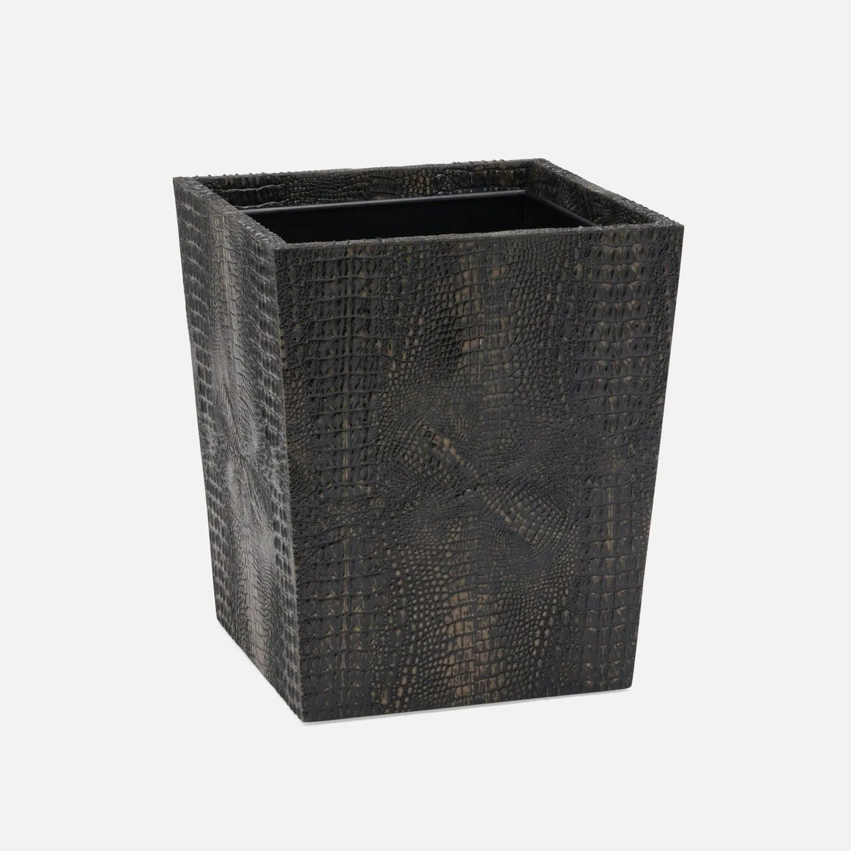 Pigeon and Poodle - PP000700 - Hawen Wastebasket - Hawen - Black Faux Baby Crocodile