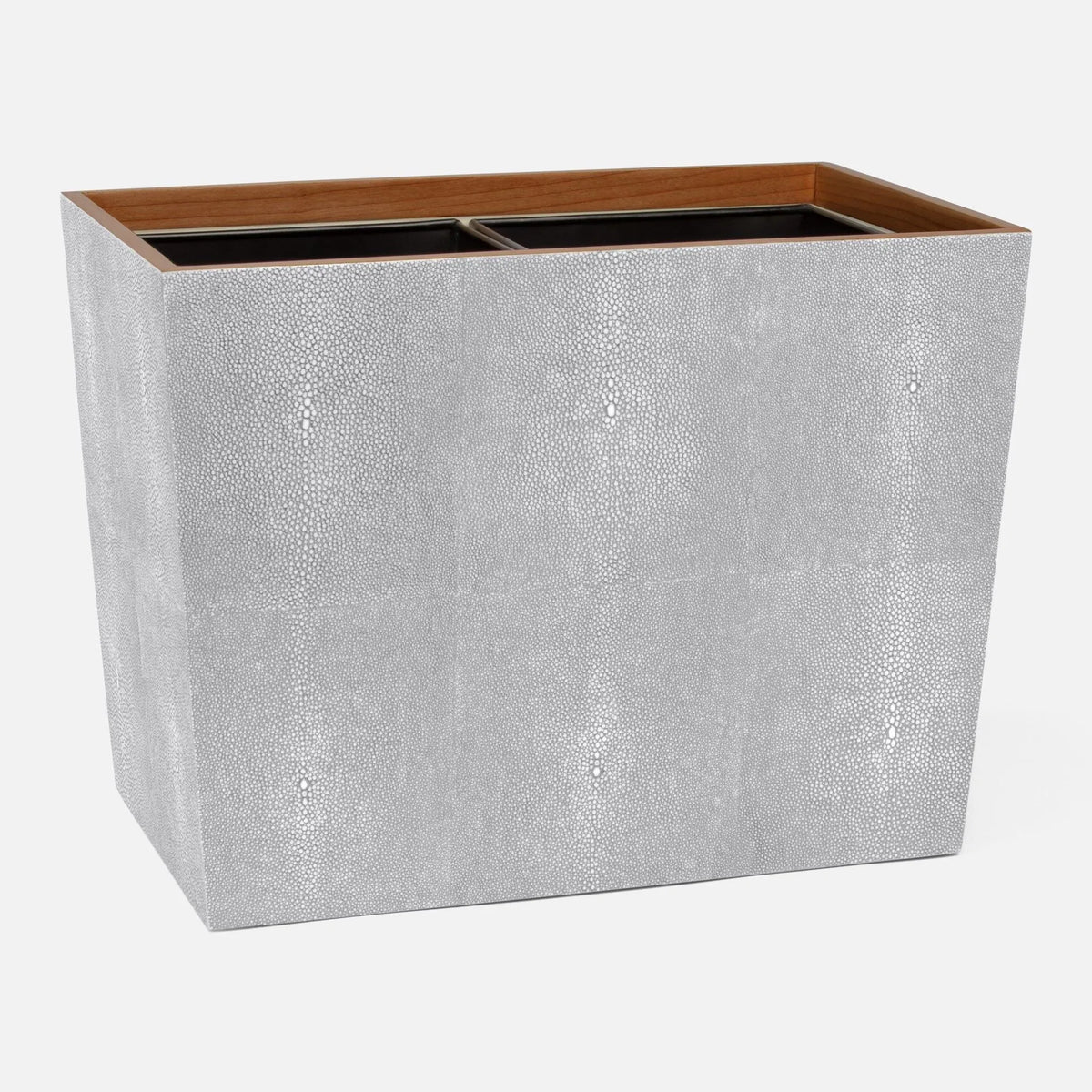 Pigeon and Poodle - PP000934 - Manchester Double Wastebasket - Manchester - Ash Gray Realistic Faux Shagreen