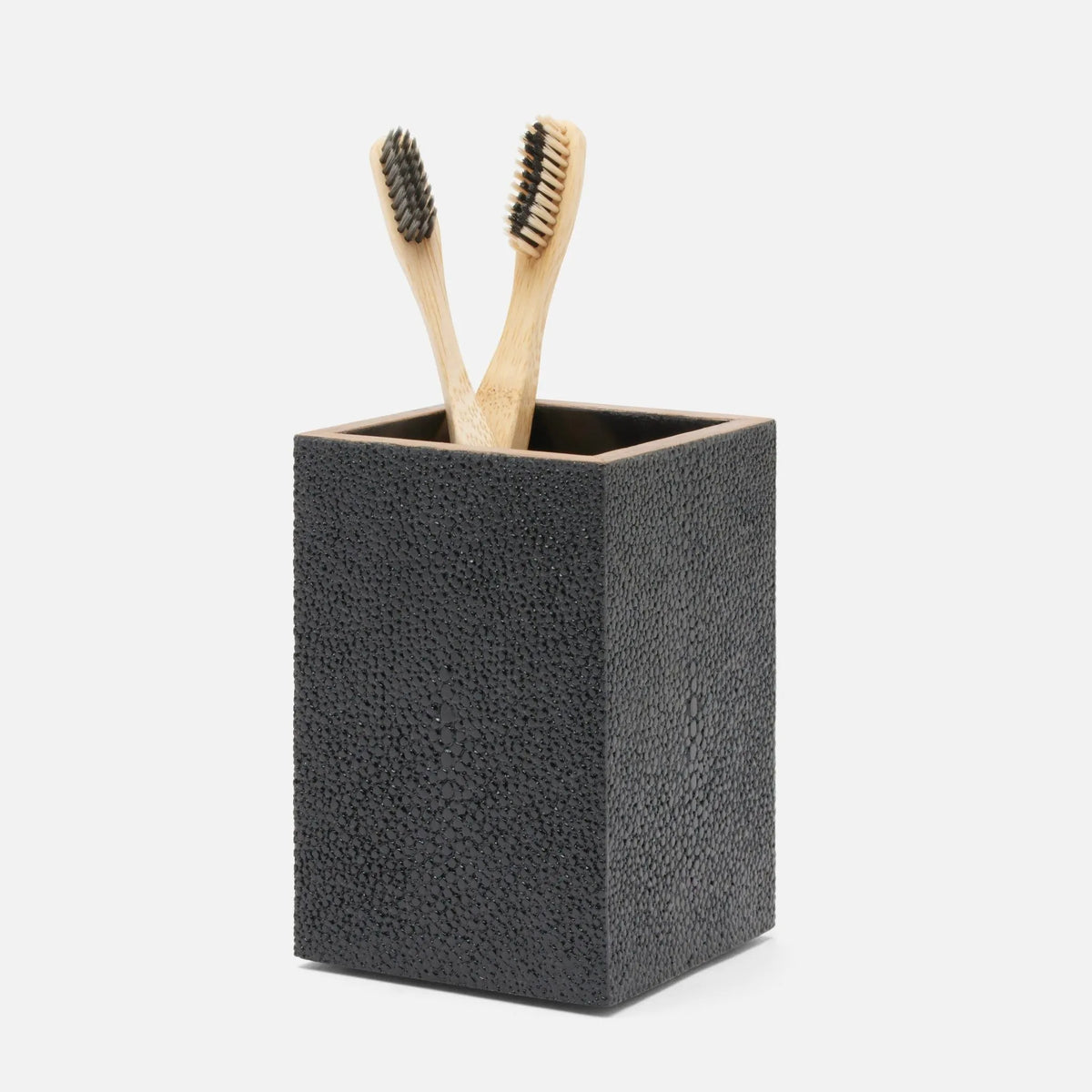 Pigeon and Poodle - PP005204 - Manchester Brush Holder - Manchester - Black Realistic Faux Shagreen