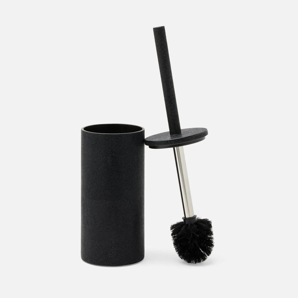 Pigeon and Poodle - PP007124 - Manchester Toilet Brush Holder - Manchester - Black Realistic Faux Shagreen